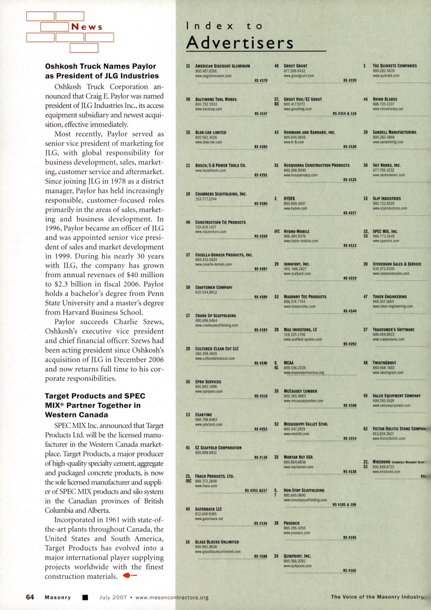 Masonry Magazine July 2007 Page. 66