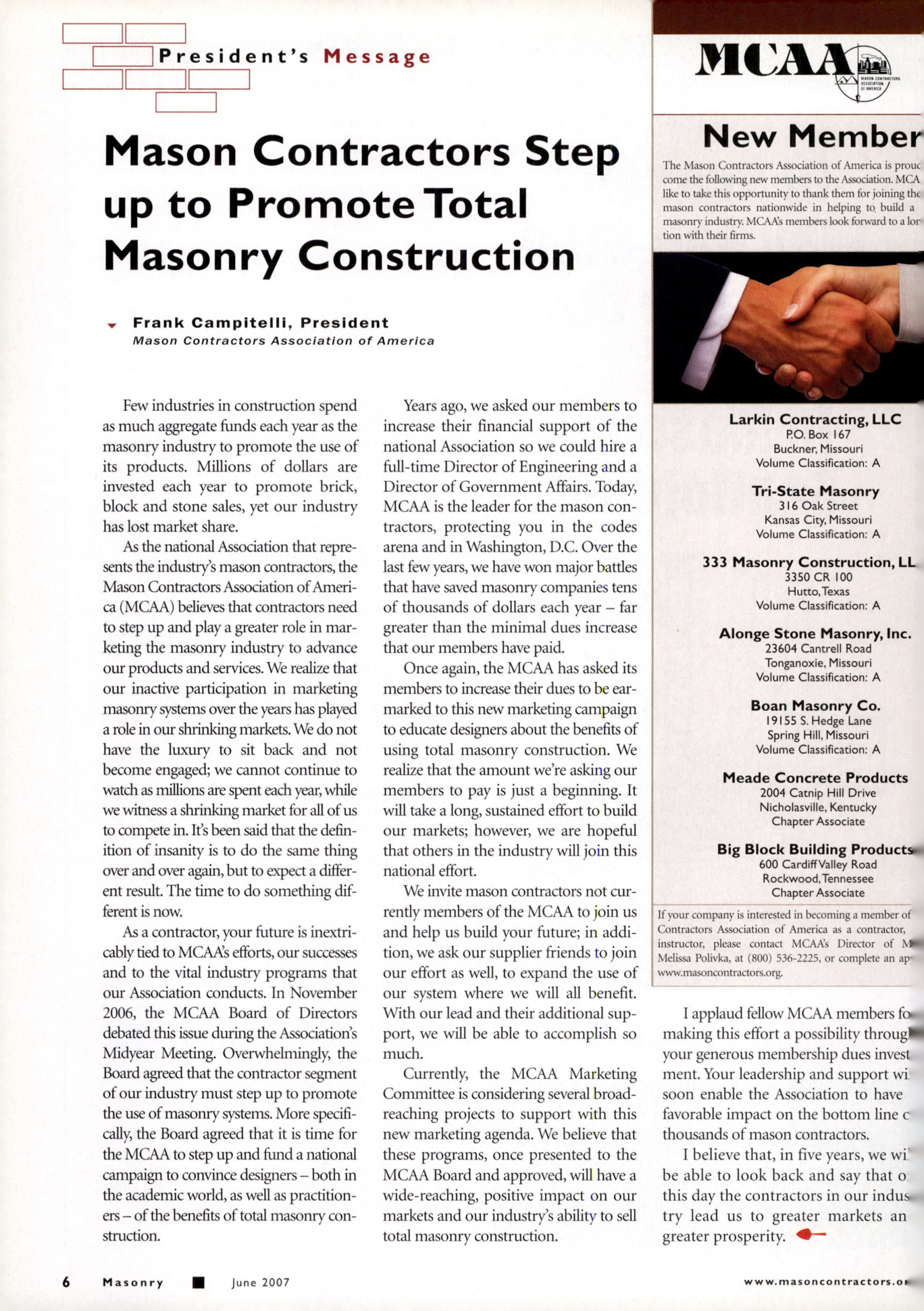 Masonry Magazine June 2007 Page. 8