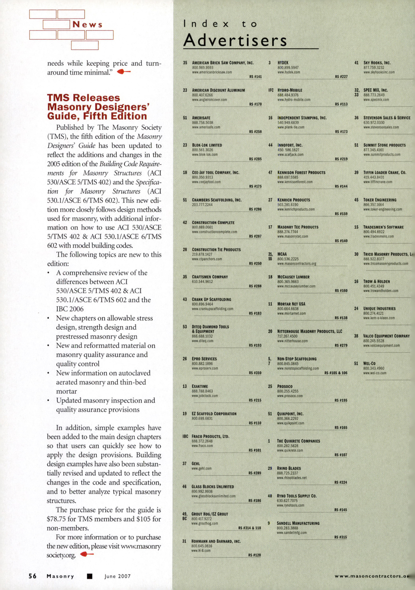 Masonry Magazine June 2007 Page. 58