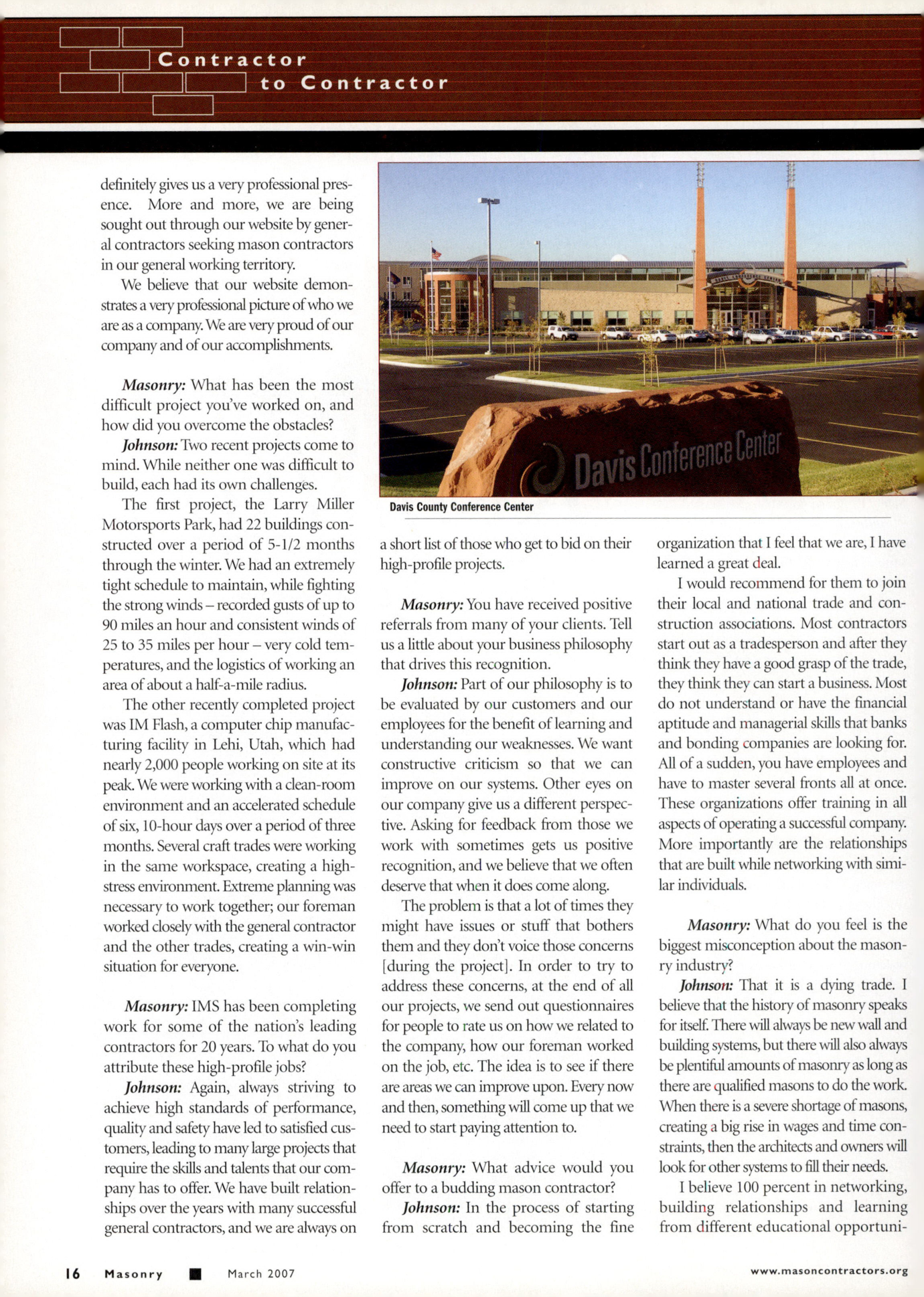 Masonry Magazine March 2007 Page. 18