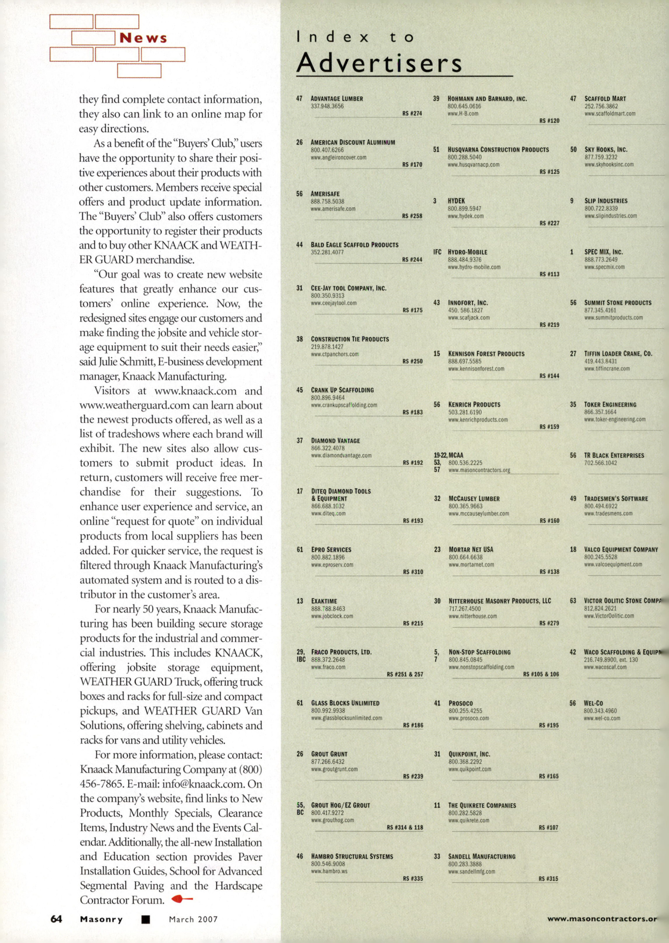 Masonry Magazine March 2007 Page. 66
