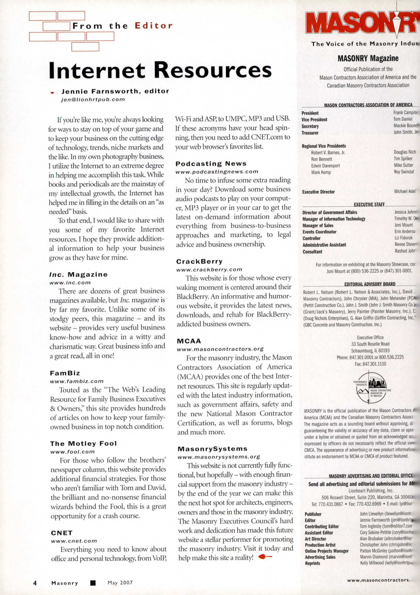 Masonry Magazine May 2007 Page. 6