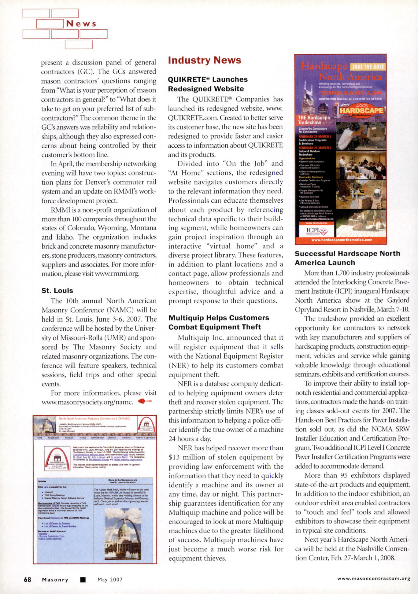 Masonry Magazine May 2007 Page. 70