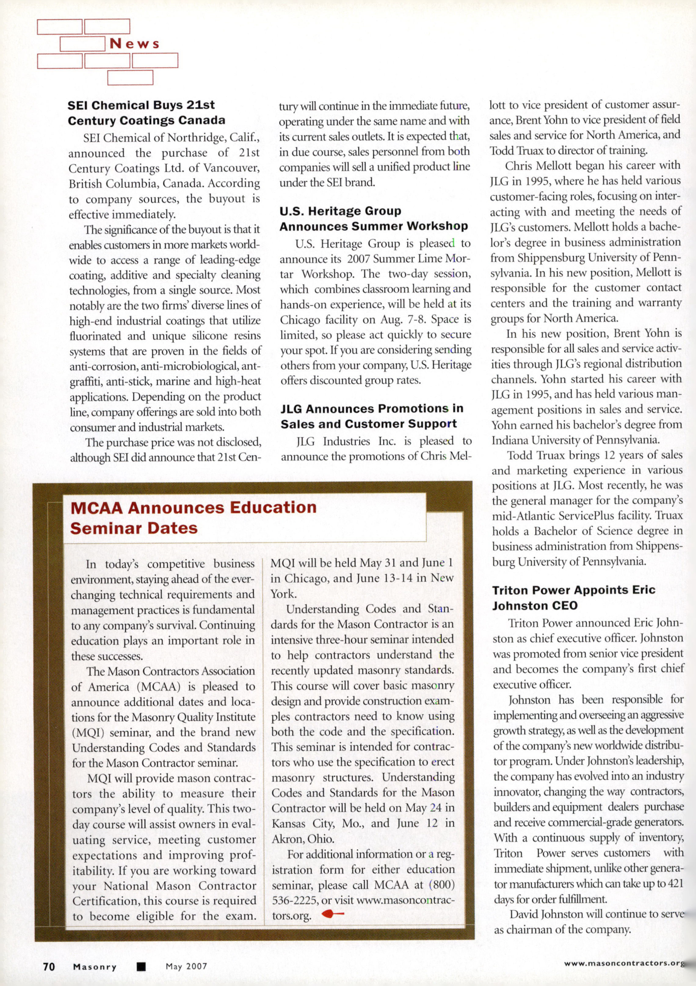 Masonry Magazine May 2007 Page. 72