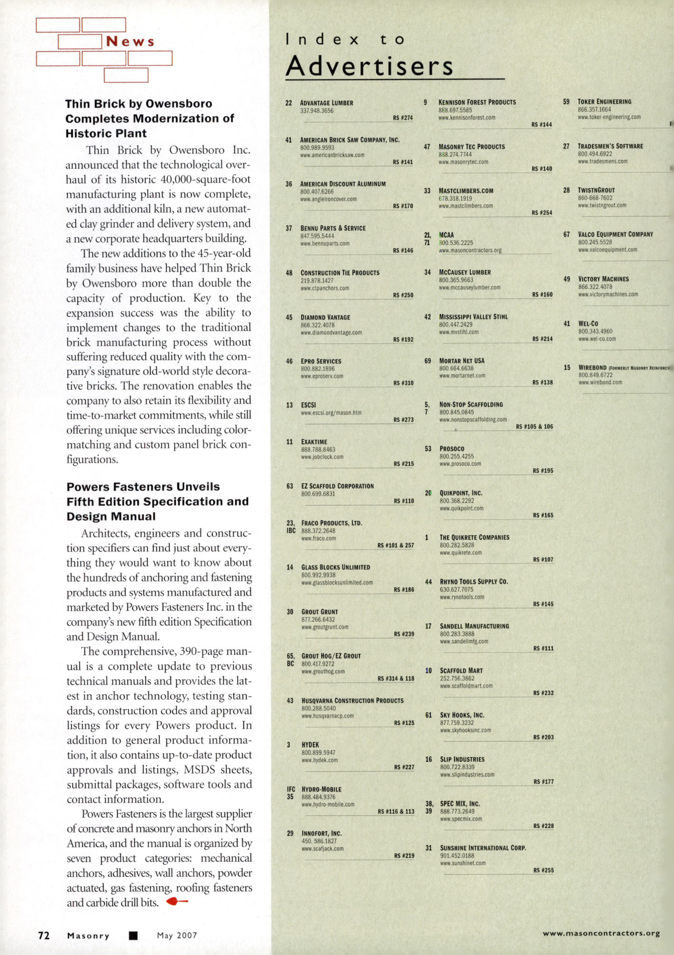 Masonry Magazine May 2007 Page. 74