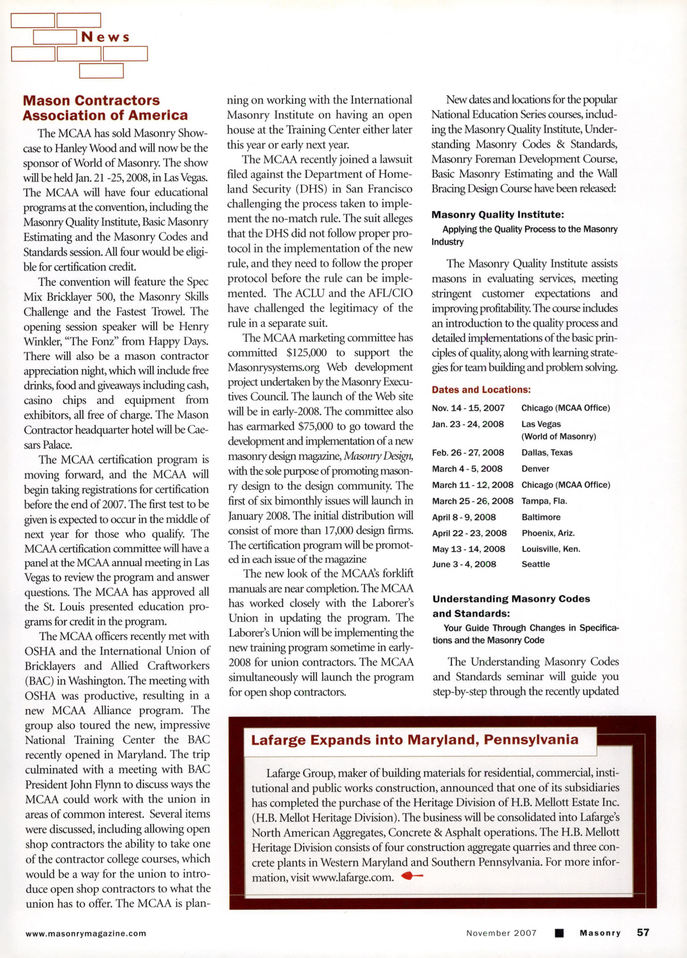 Masonry Magazine November 2007 Page. 59