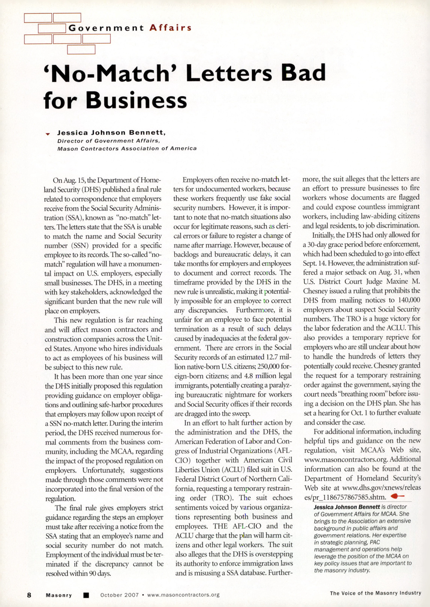 Masonry Magazine October 2007 Page. 10