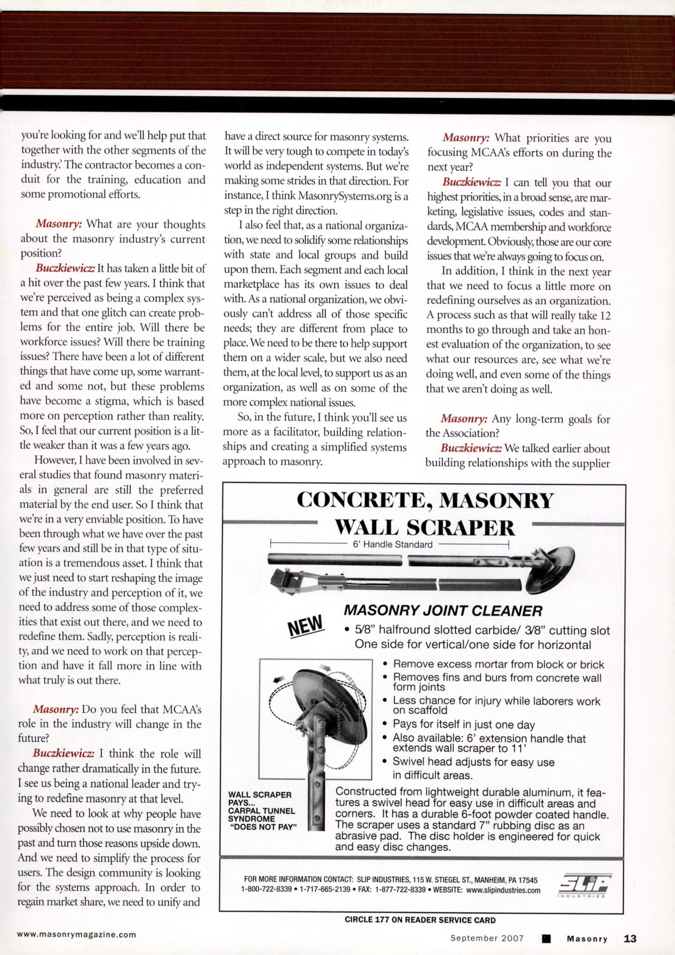 Masonry Magazine September 2007 Page. 15