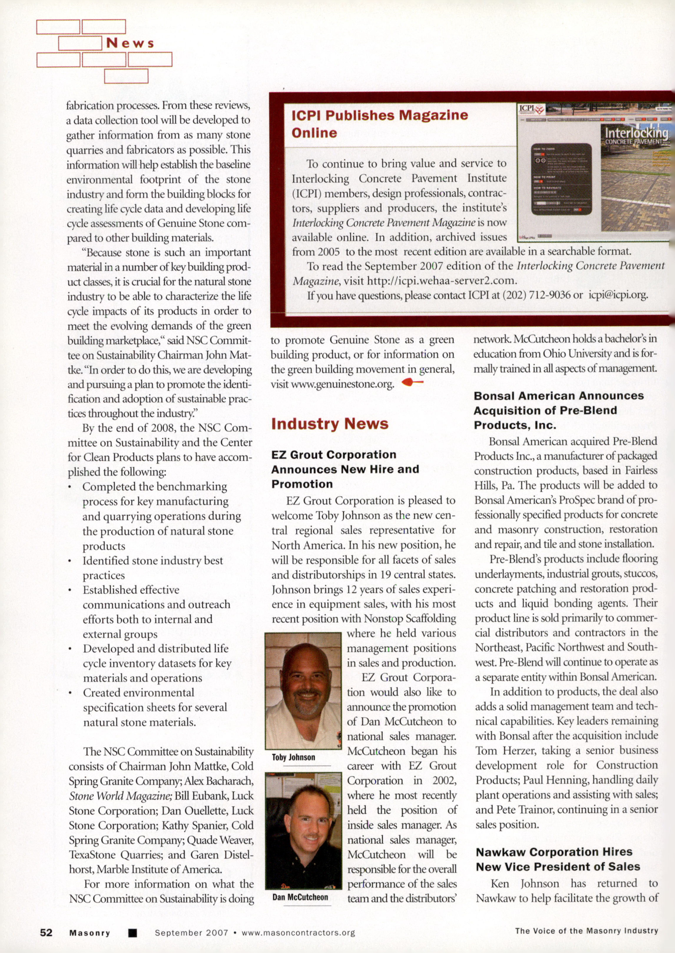 Masonry Magazine September 2007 Page. 54