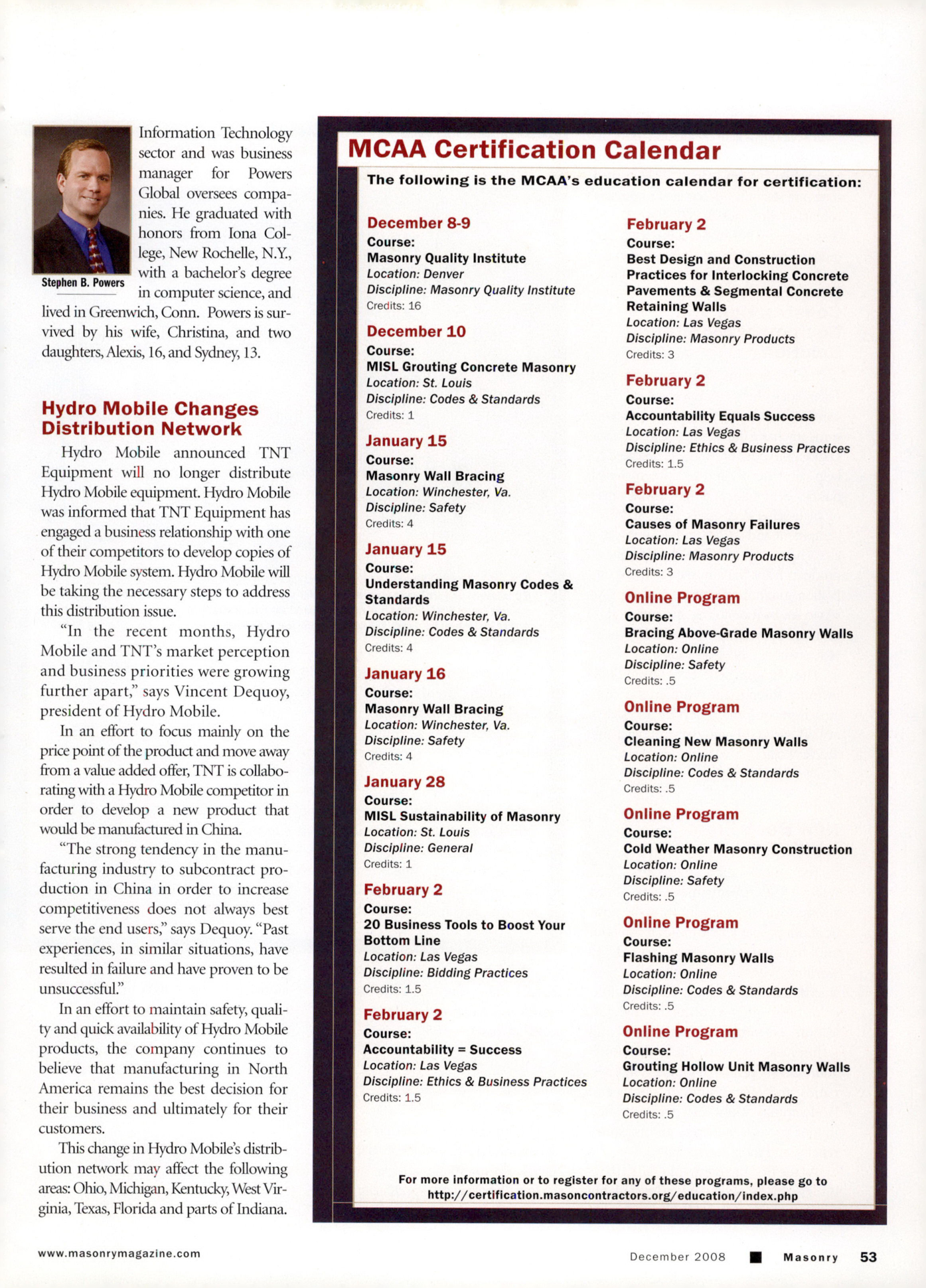 Masonry Magazine December 2008 Page. 55