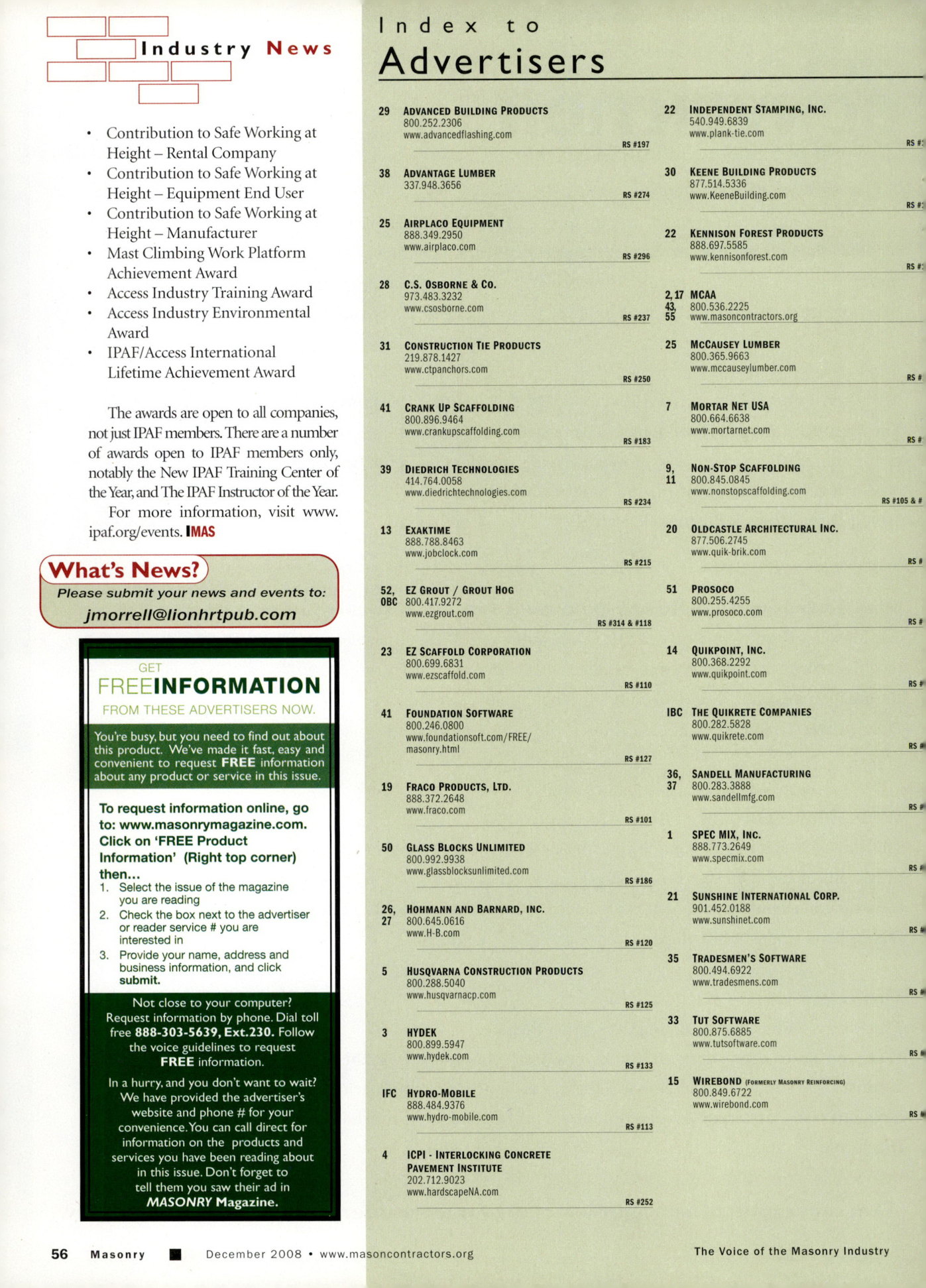 Masonry Magazine December 2008 Page. 58
