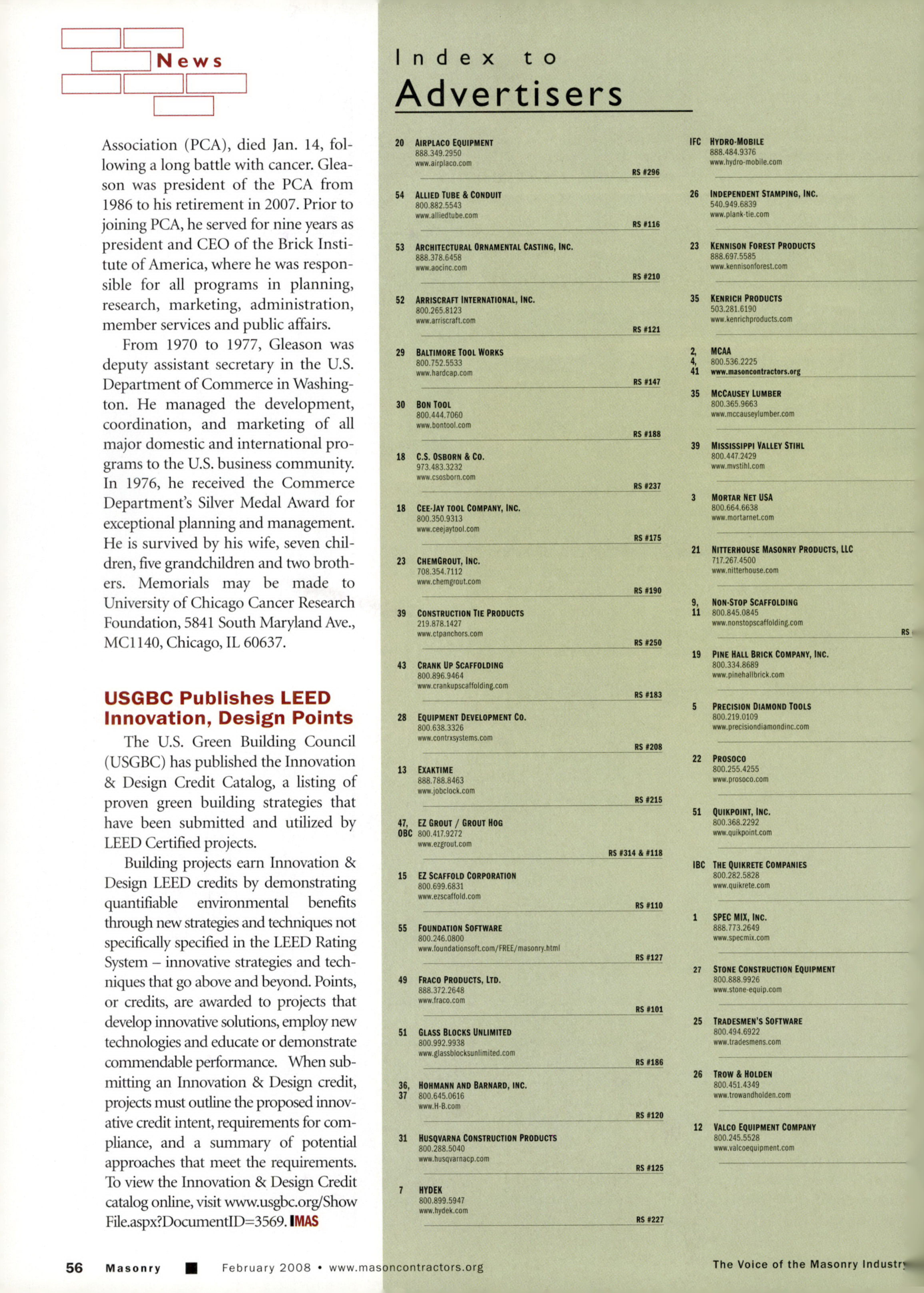 Masonry Magazine February 2008 Page. 58