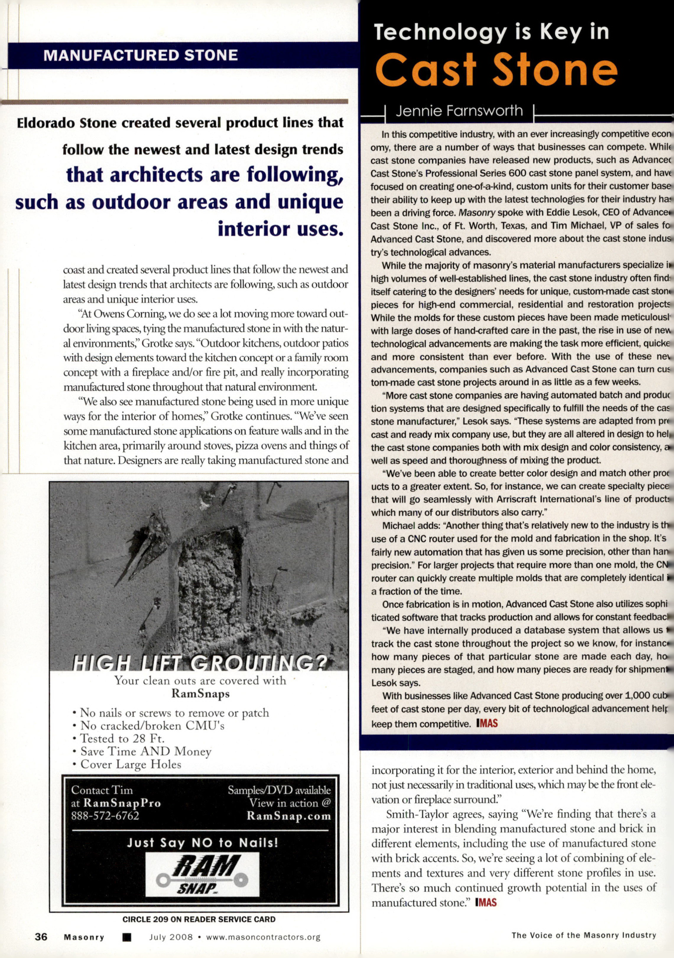 Masonry Magazine July 2008 Page. 38