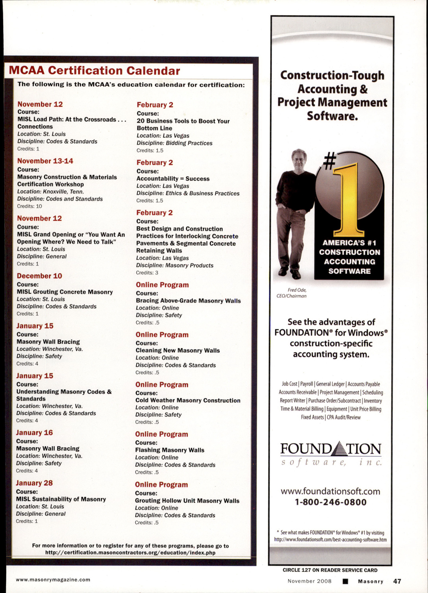 Masonry Magazine November 2008 Page. 49
