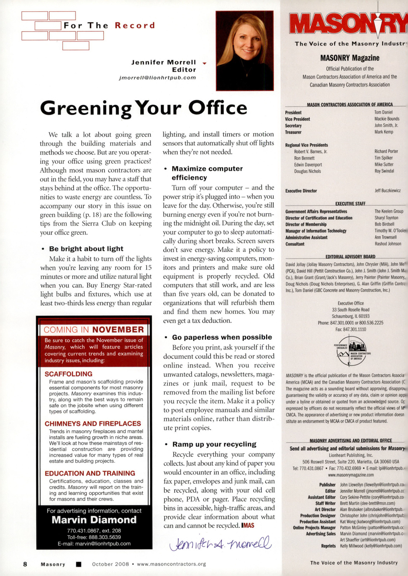Masonry Magazine October 2008 Page. 10