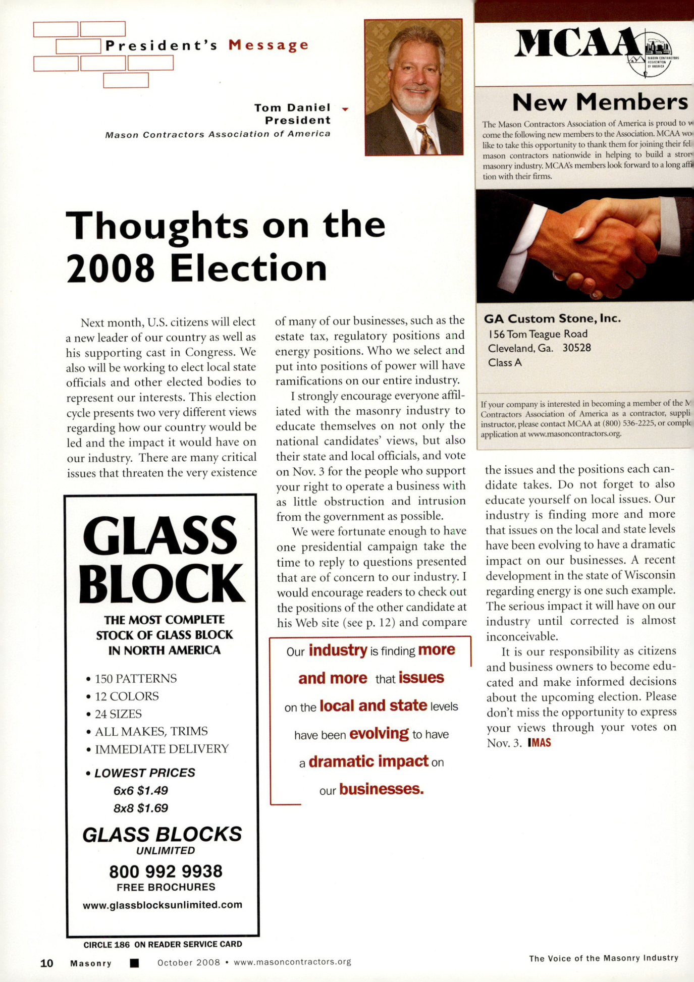 Masonry Magazine October 2008 Page. 12
