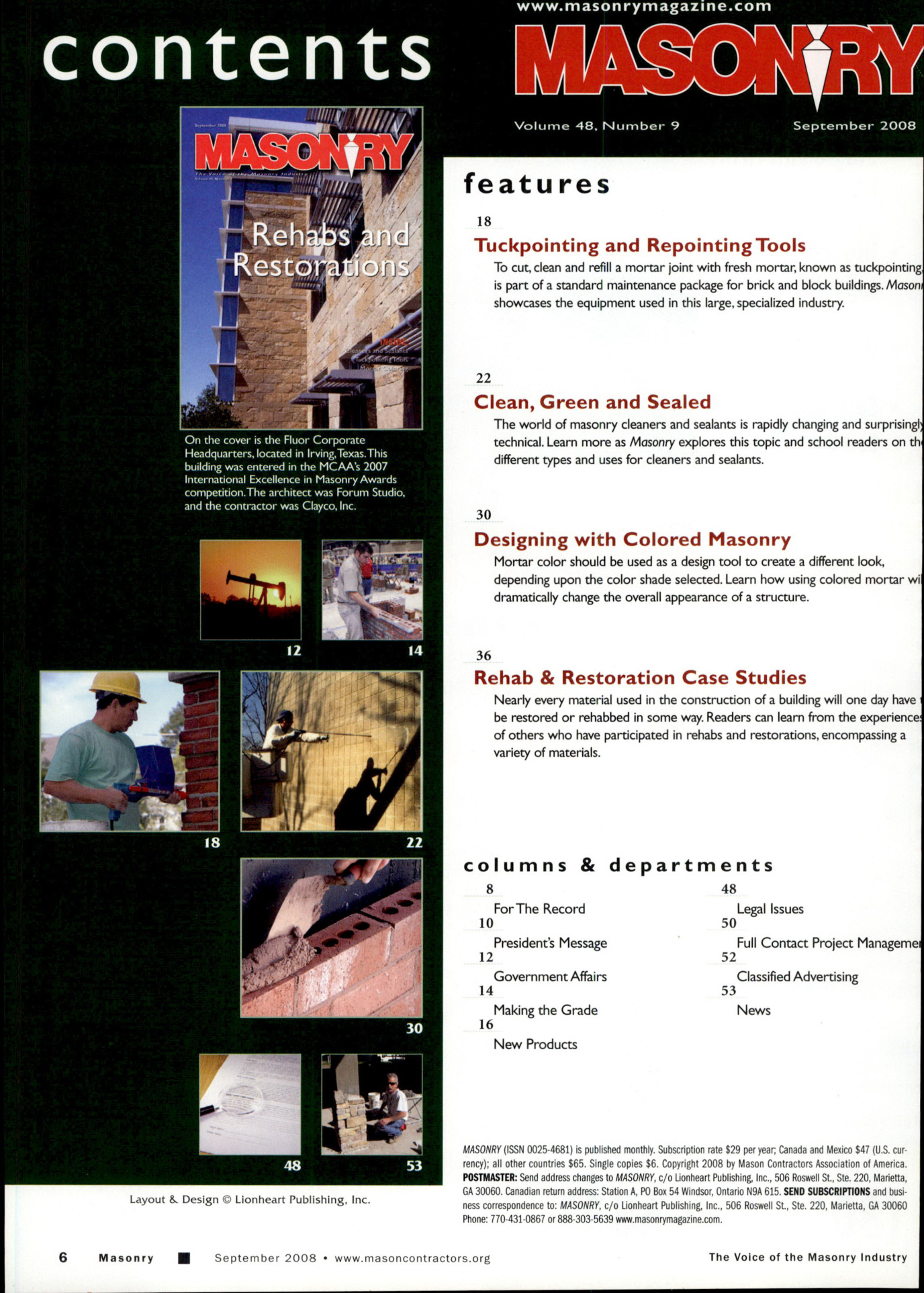Masonry Magazine September 2008 Page. 8