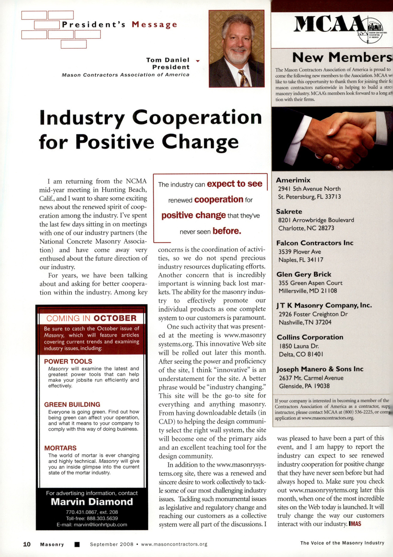 Masonry Magazine September 2008 Page. 12