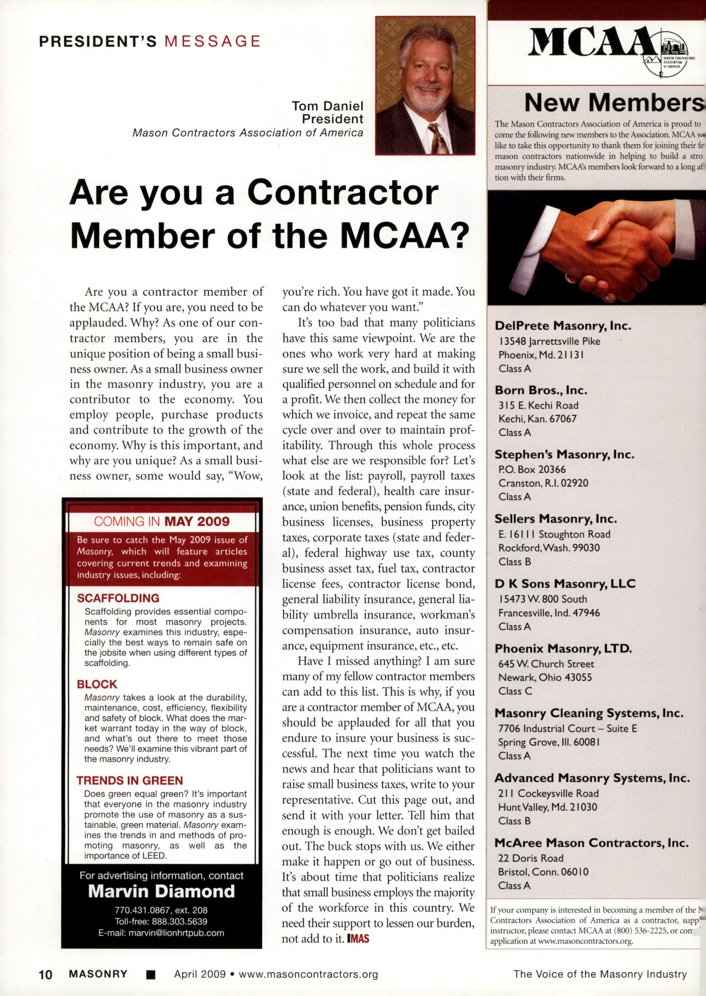 Masonry Magazine April 2009 Page. 12