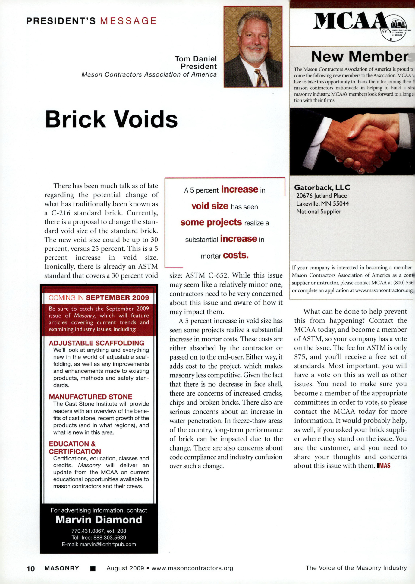 Masonry Magazine August 2009 Page. 12