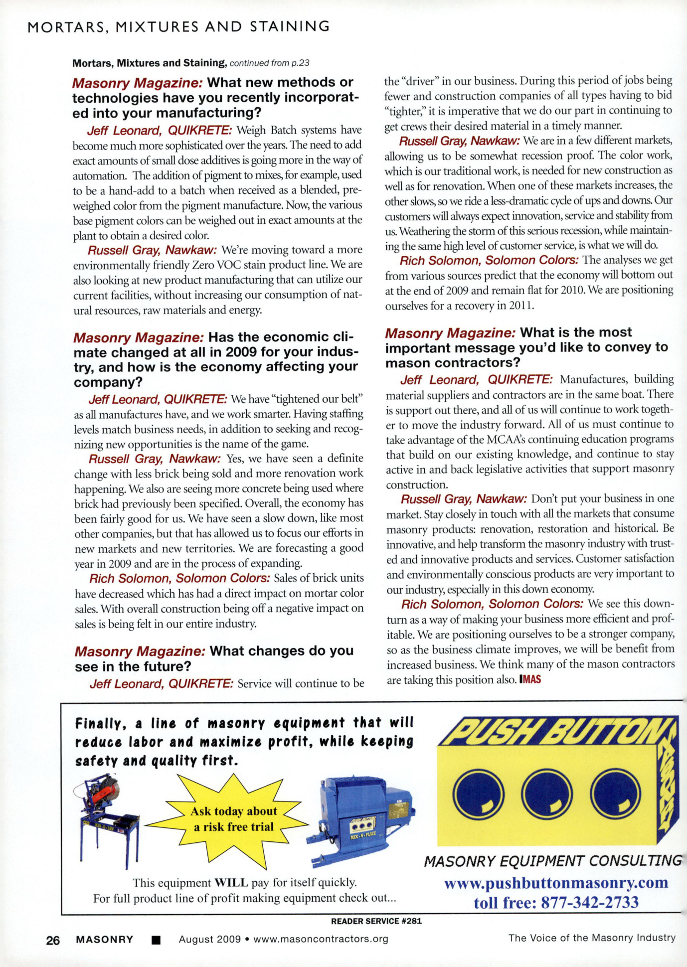 Masonry Magazine August 2009 Page. 28