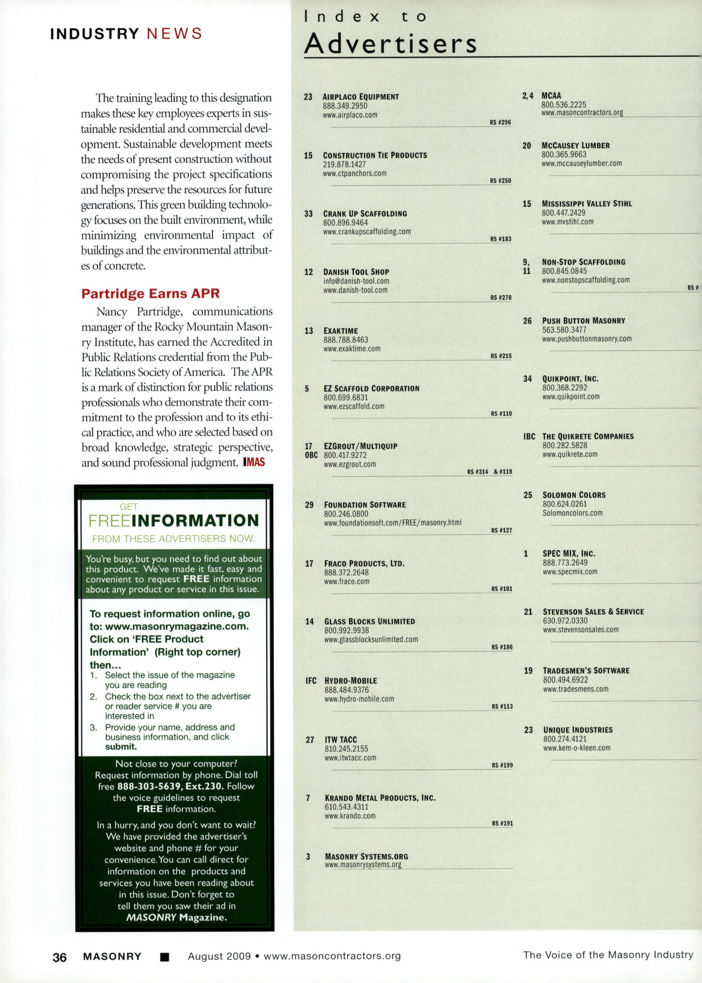 Masonry Magazine August 2009 Page. 38
