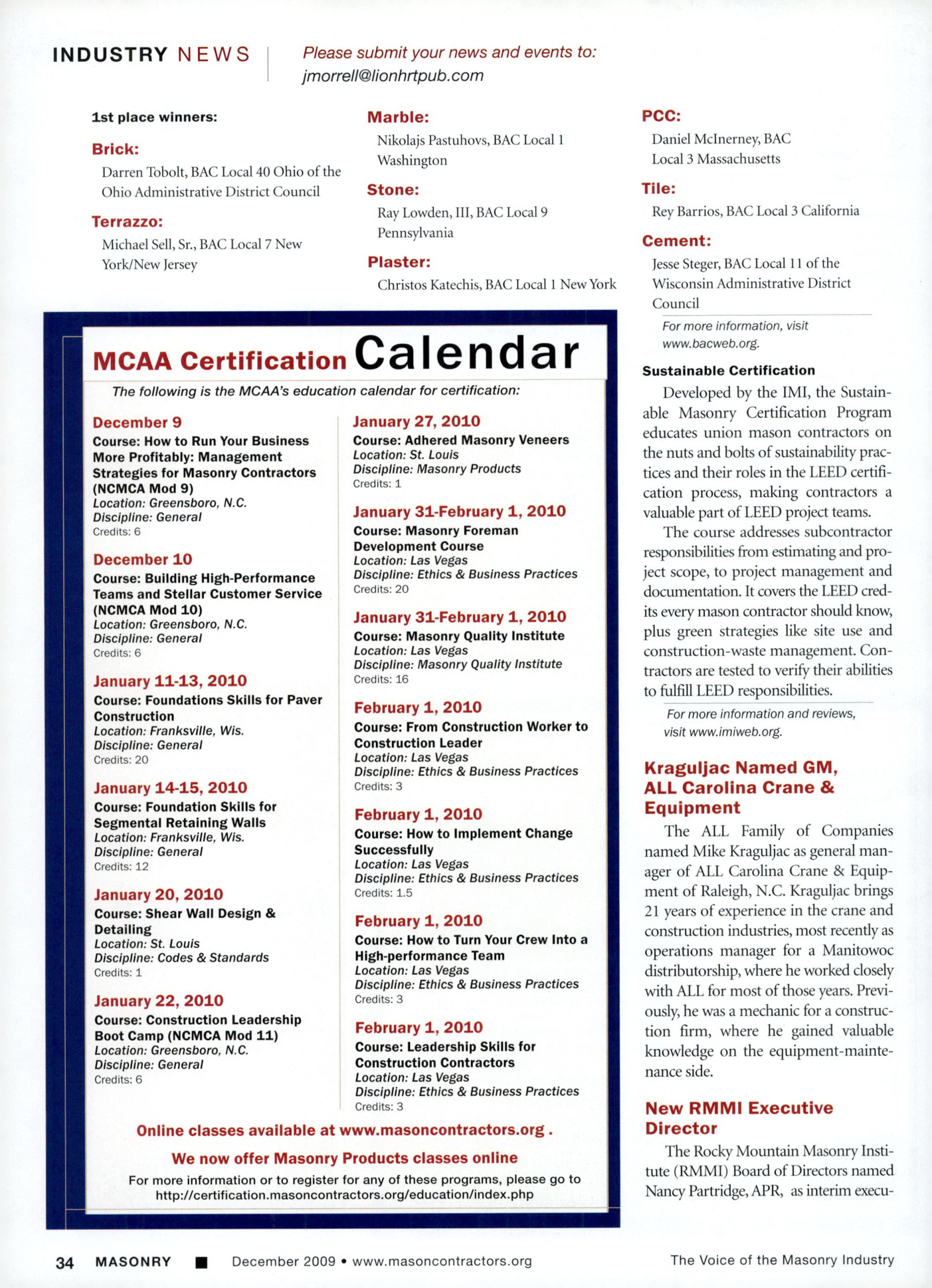 Masonry Magazine December 2009 Page. 36