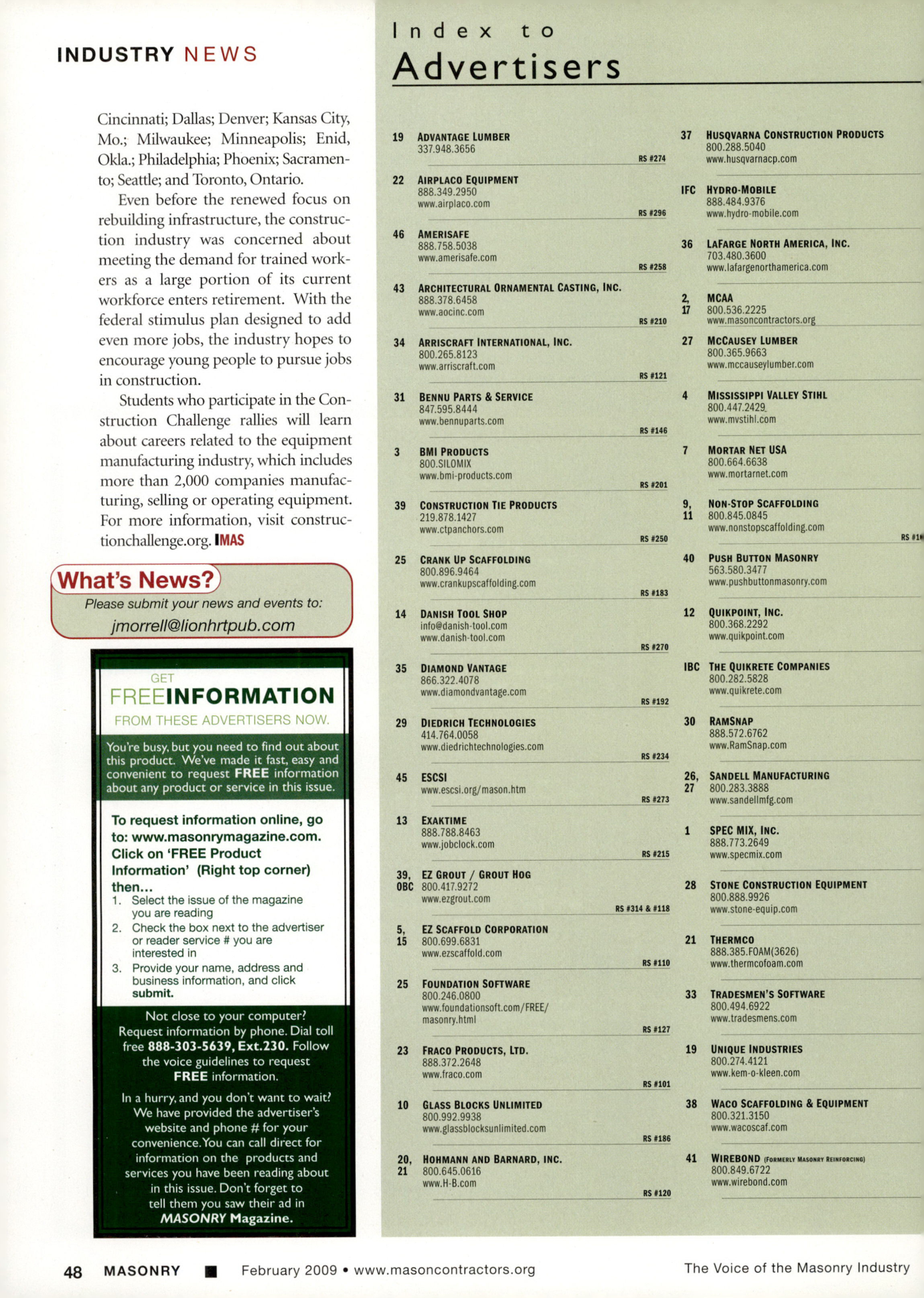 Masonry Magazine February 2009 Page. 50