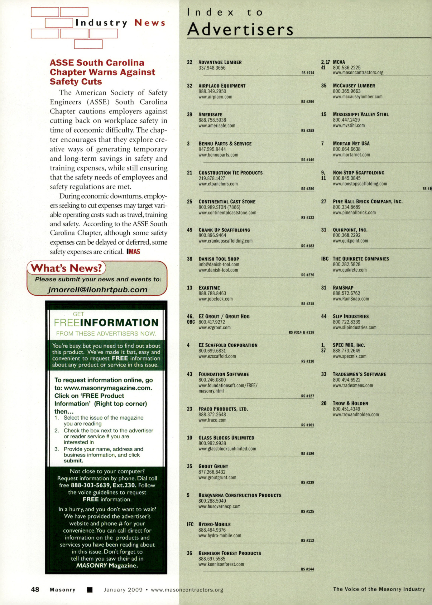 Masonry Magazine January 2009 Page. 50