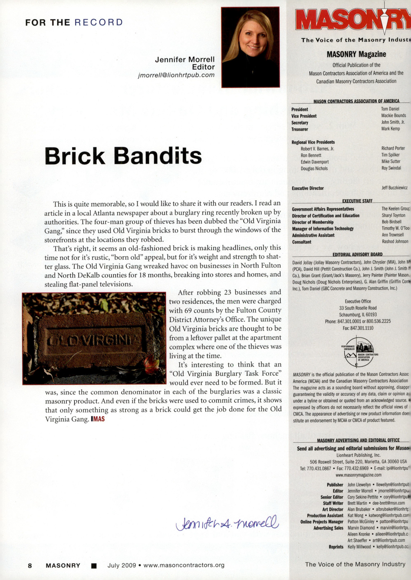Masonry Magazine July 2009 Page. 10