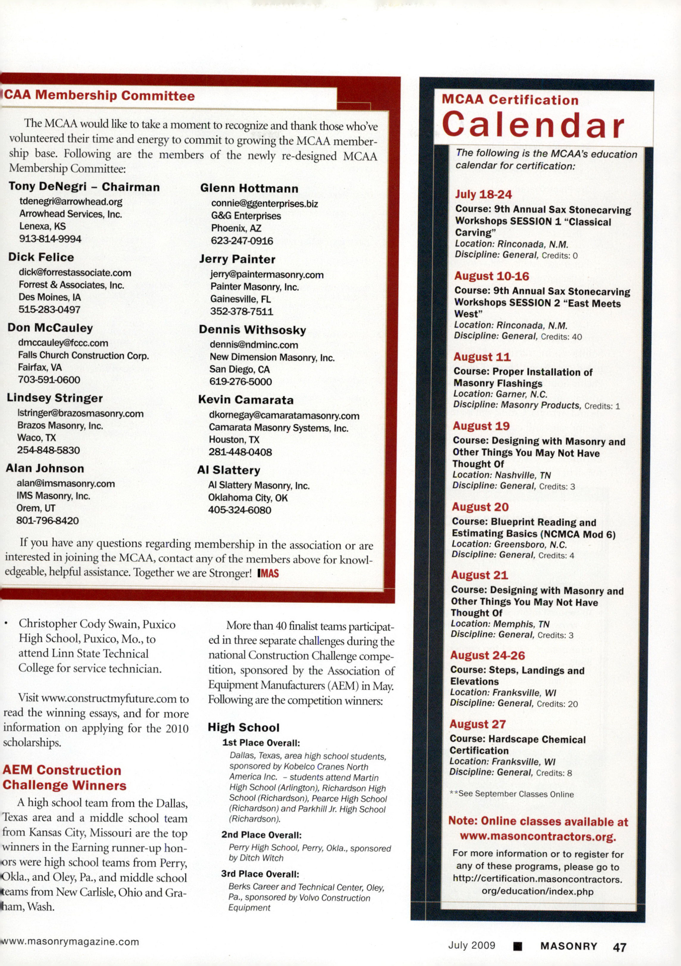Masonry Magazine July 2009 Page. 49