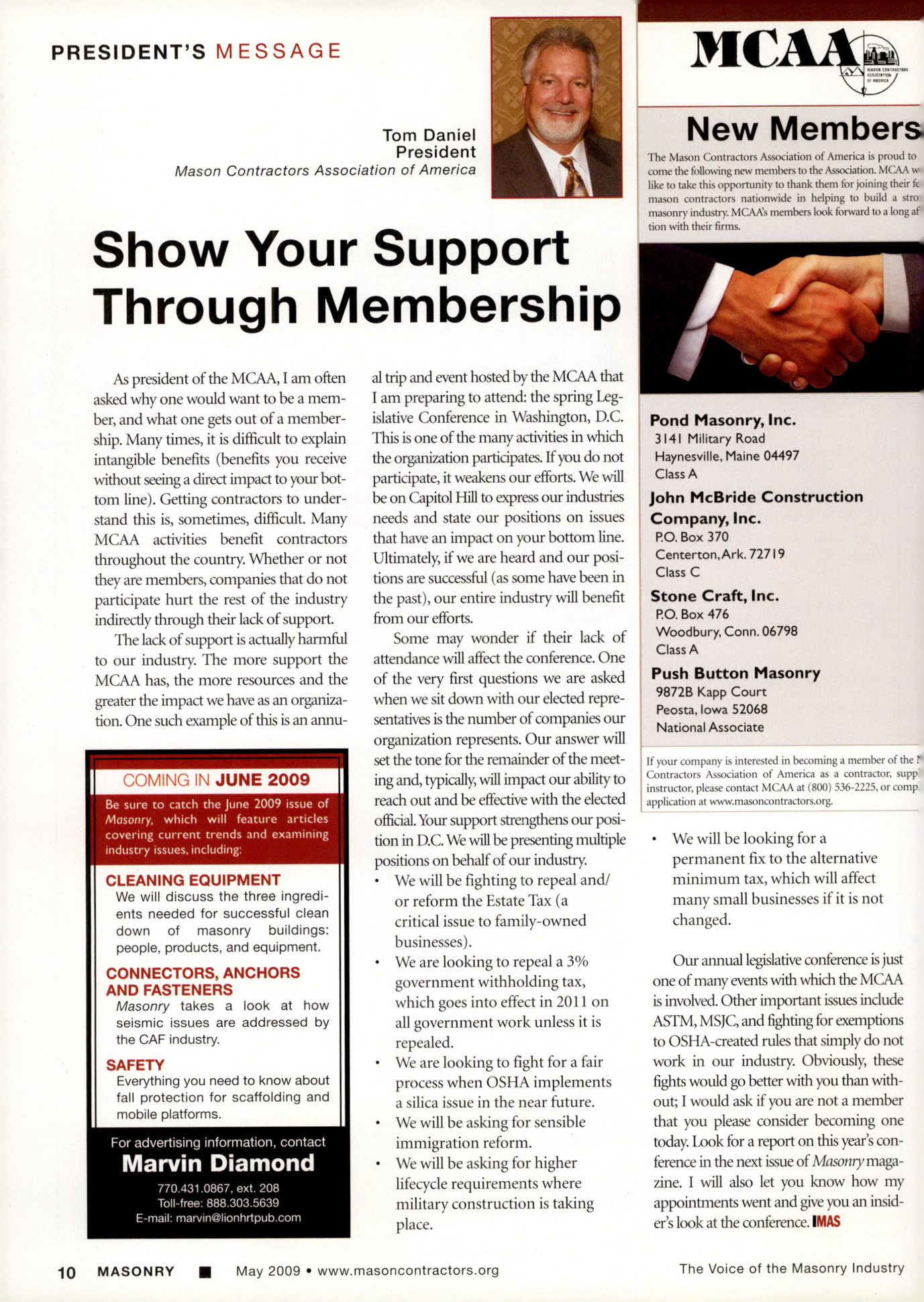 Masonry Magazine May 2009 Page. 12