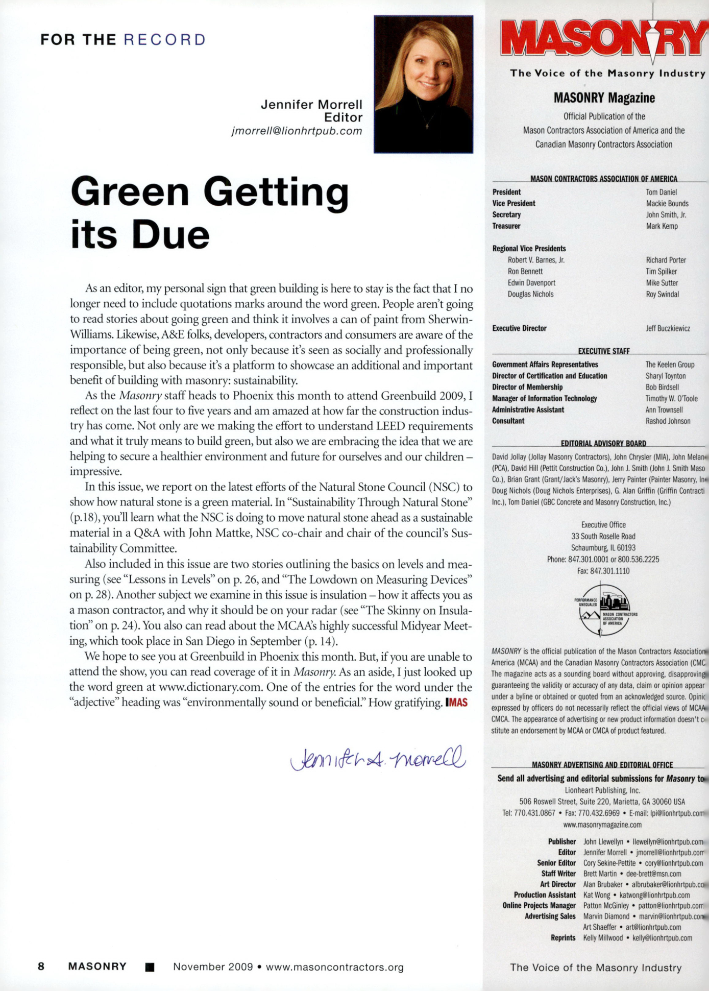 Masonry Magazine November 2009 Page. 10