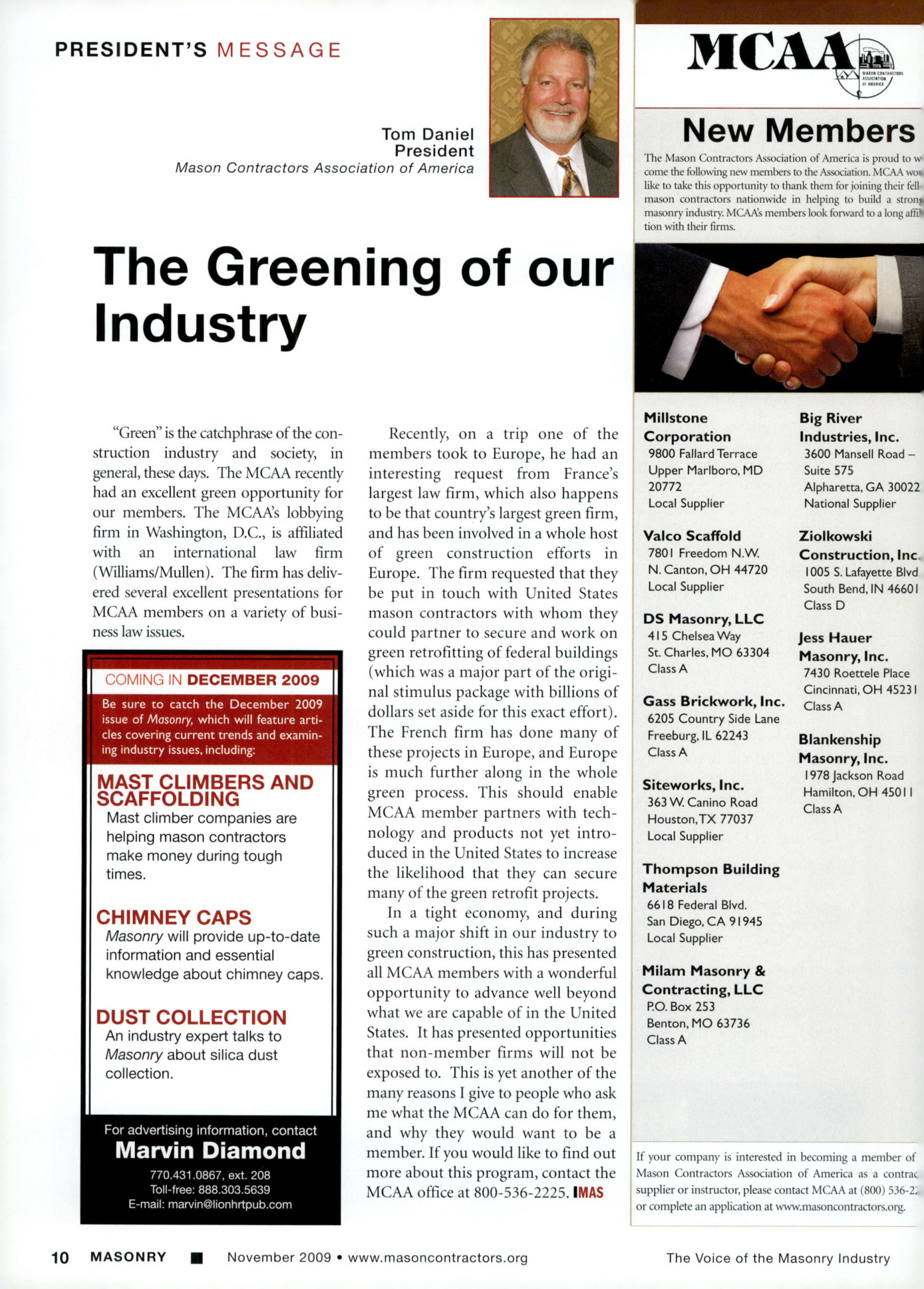 Masonry Magazine November 2009 Page. 12