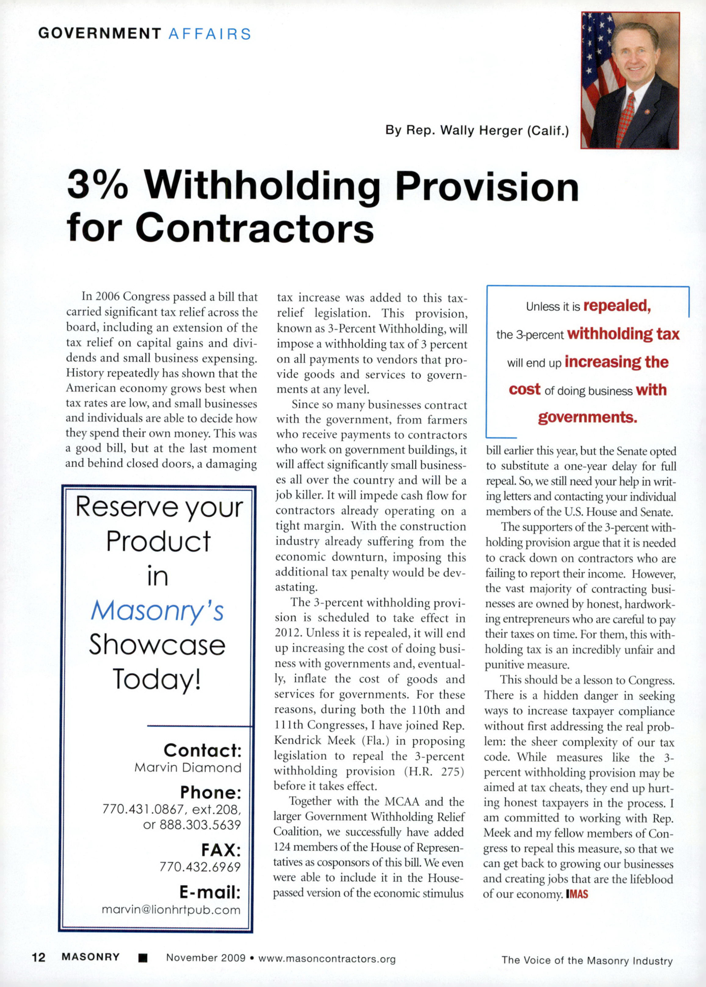 Masonry Magazine November 2009 Page. 14