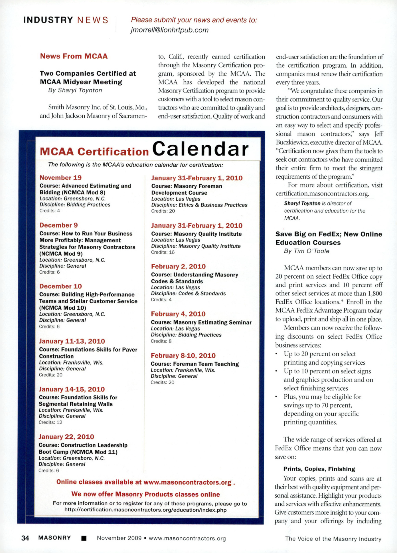 Masonry Magazine November 2009 Page. 36