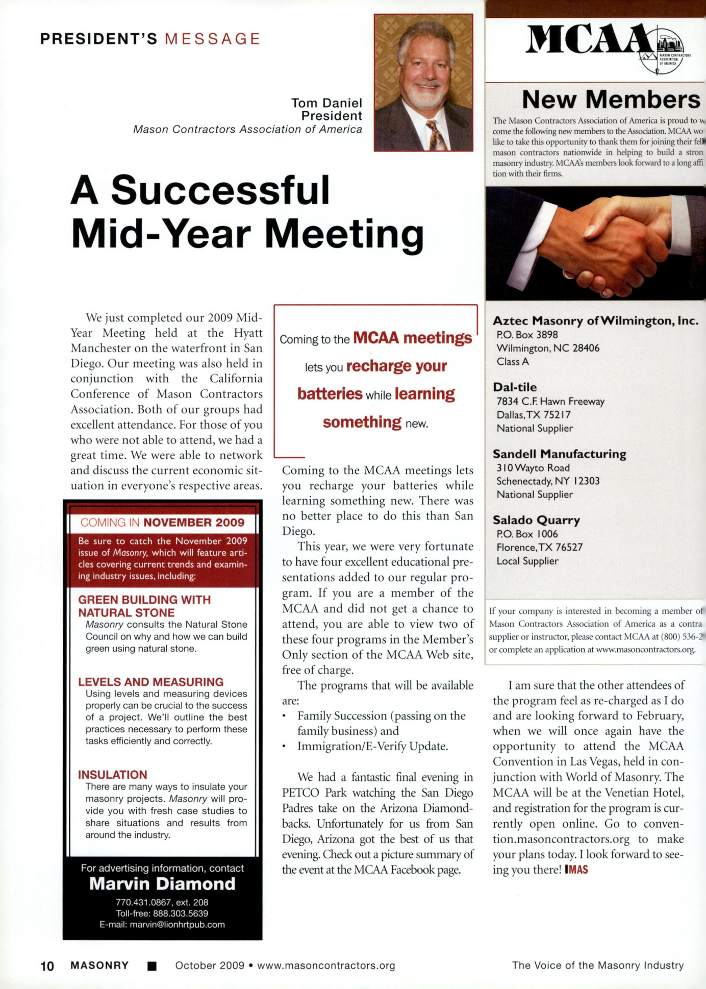 Masonry Magazine October 2009 Page. 12
