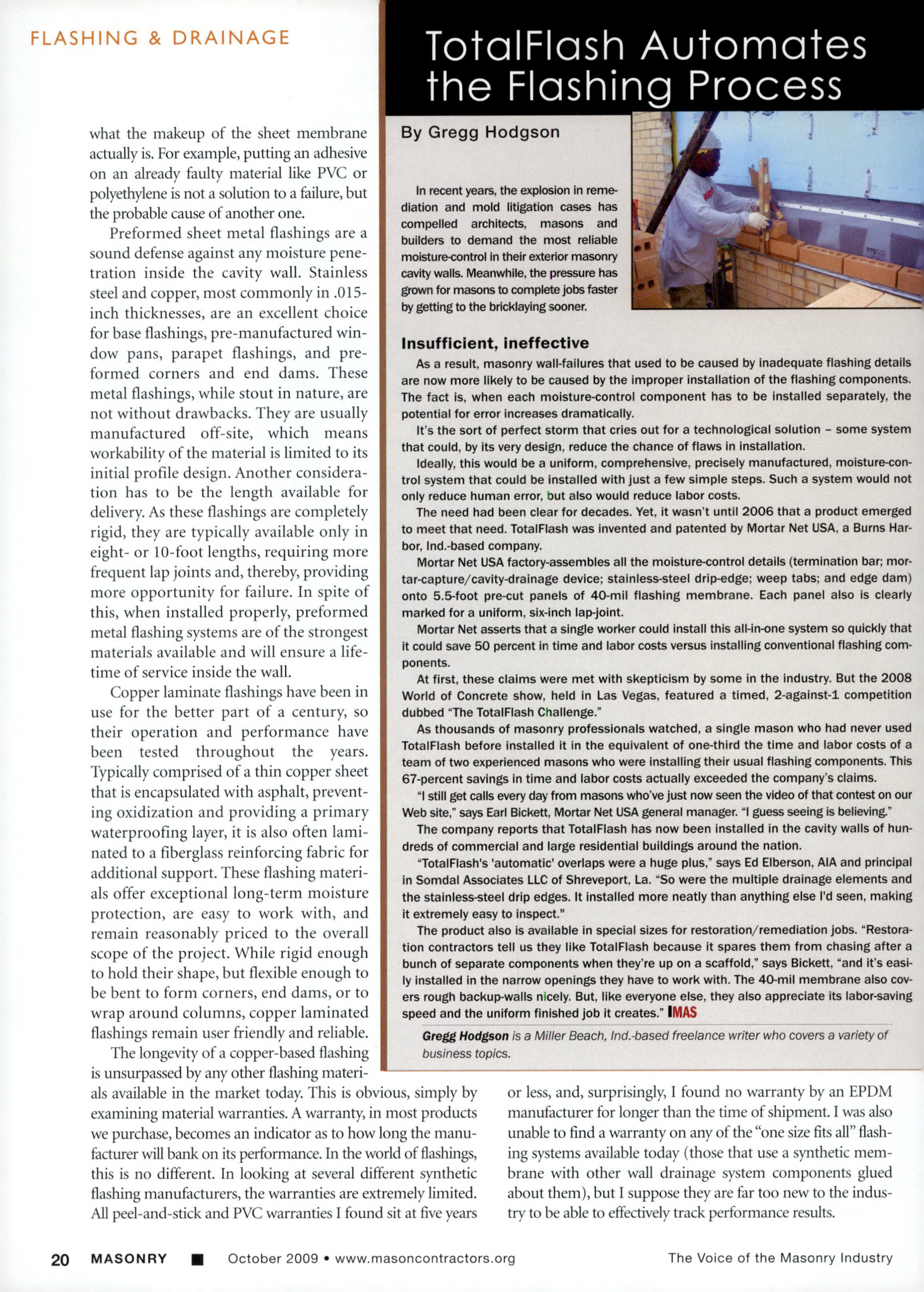 Masonry Magazine October 2009 Page. 22