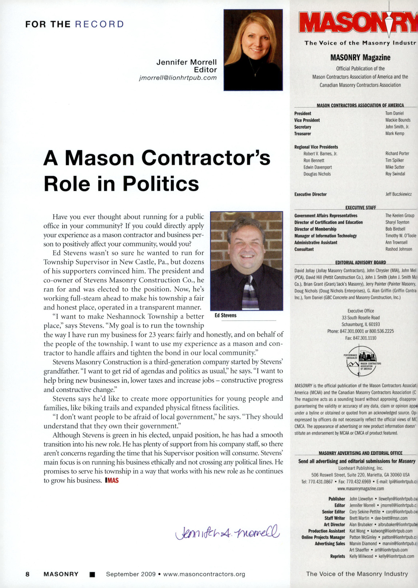 Masonry Magazine September 2009 Page. 10