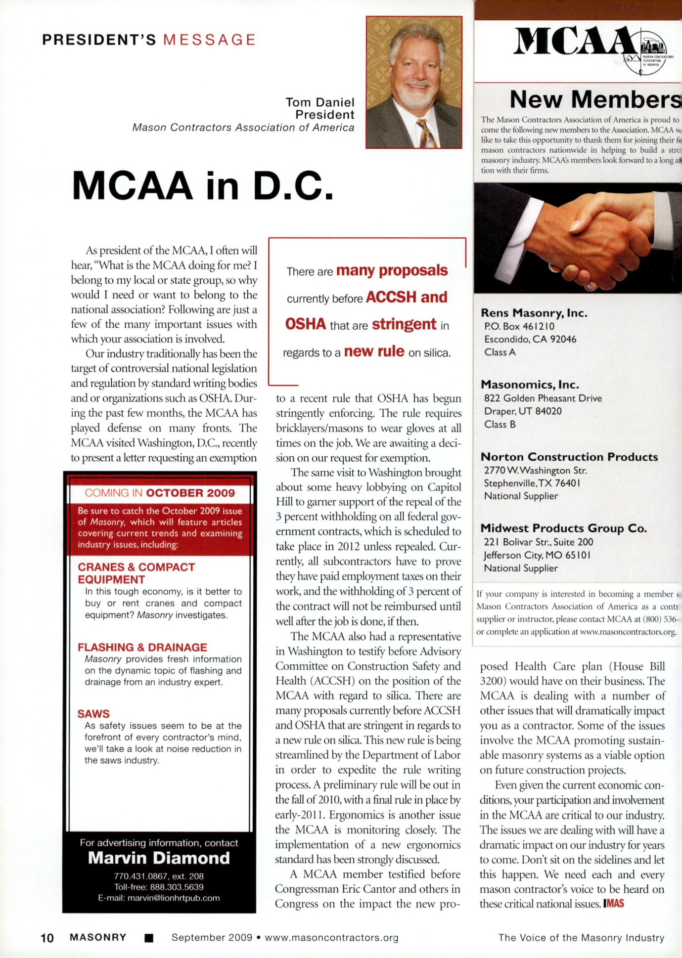 Masonry Magazine September 2009 Page. 12