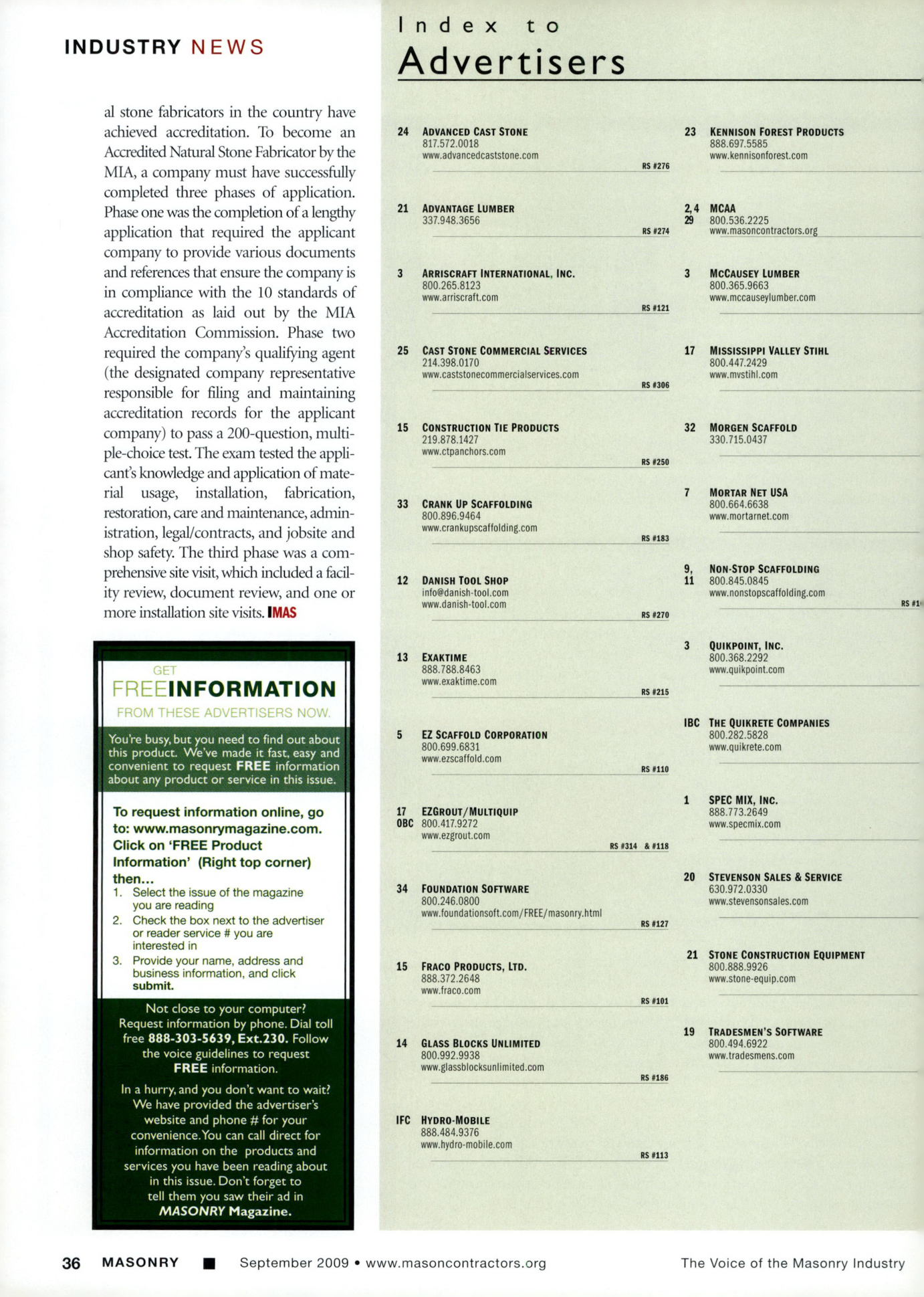 Masonry Magazine September 2009 Page. 38