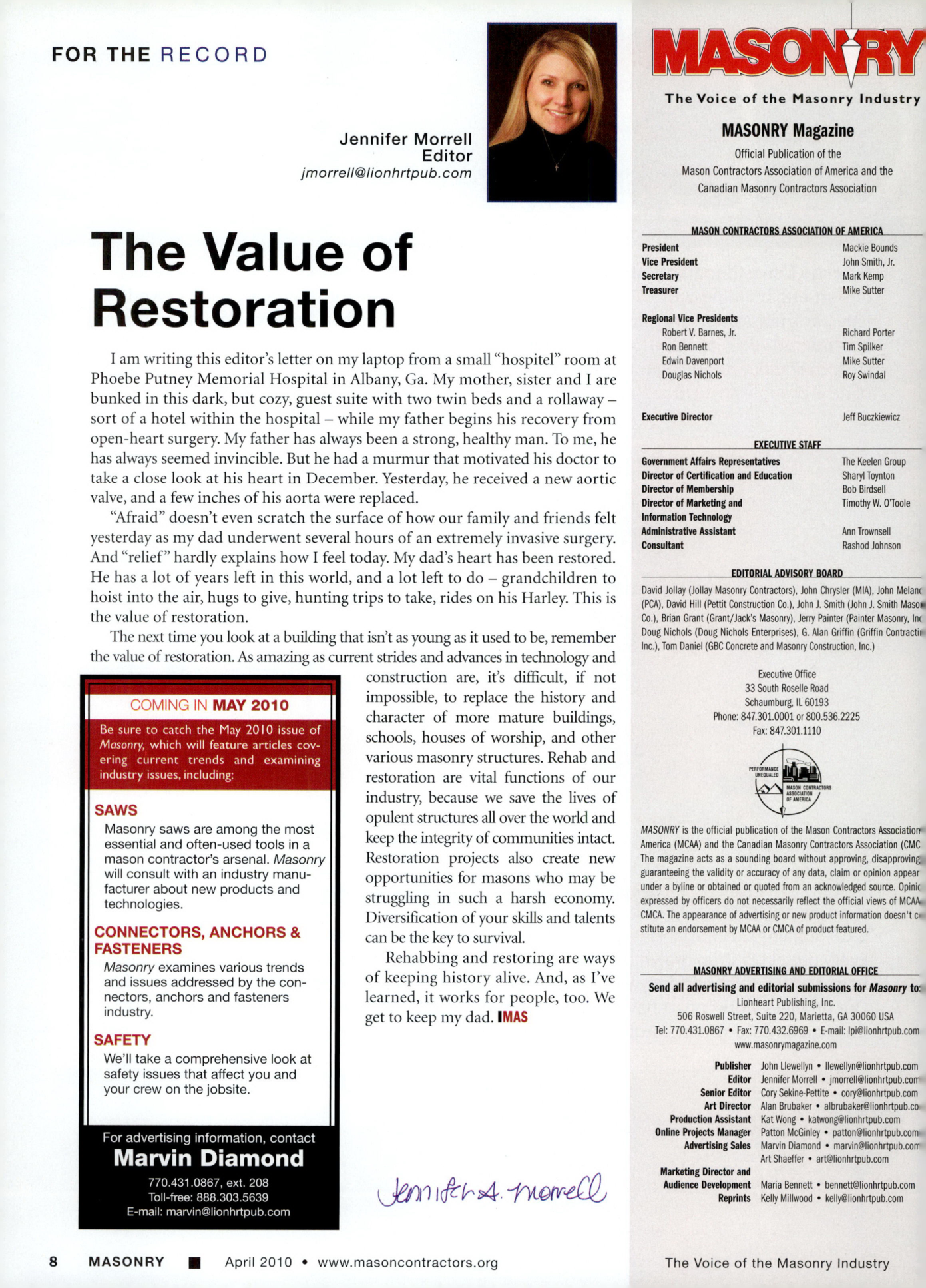 Masonry Magazine April 2010 Page. 10