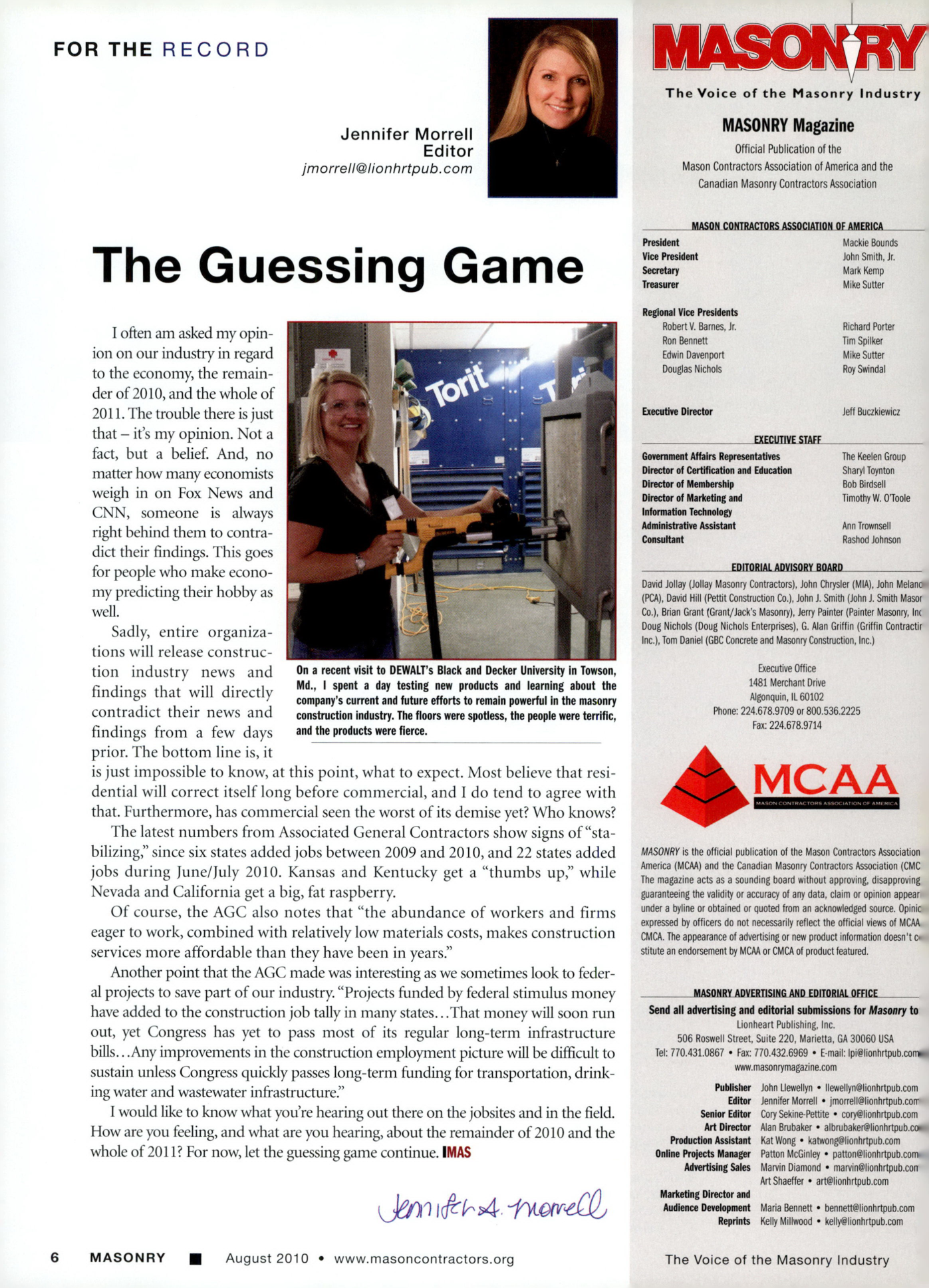 Masonry Magazine August 2010 Page. 8