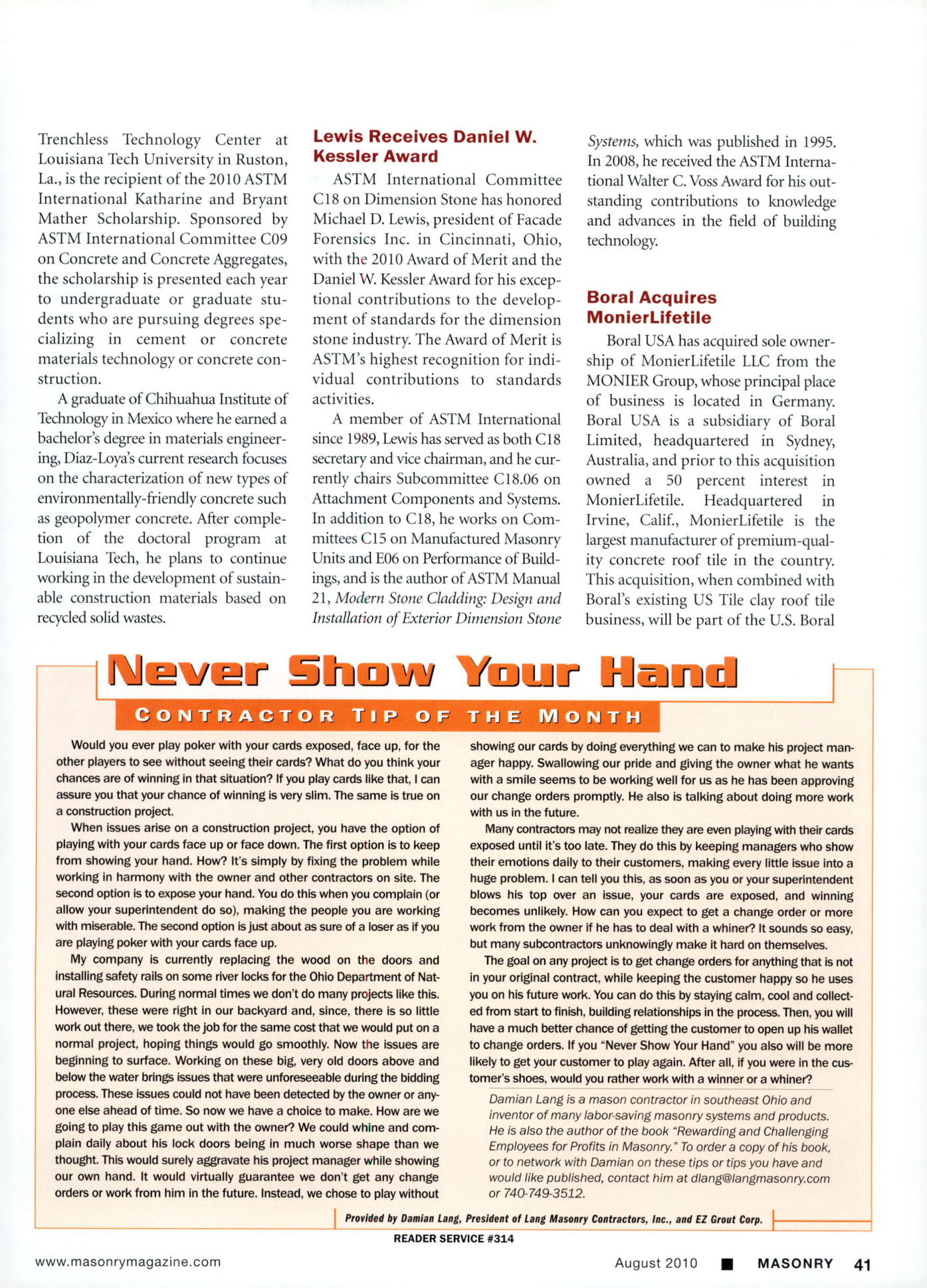 Masonry Magazine August 2010 Page. 43