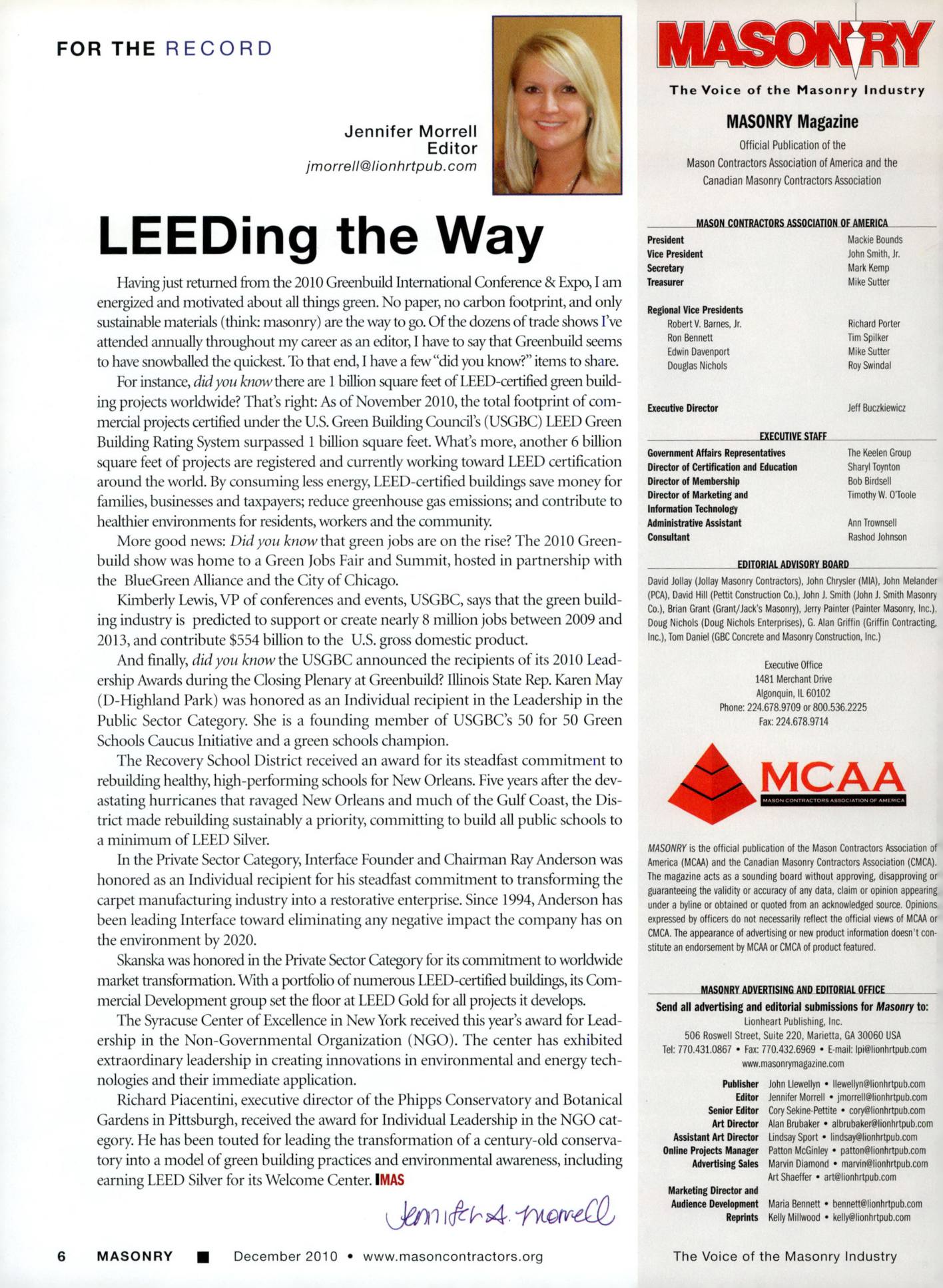 Masonry Magazine December 2010 Page. 8