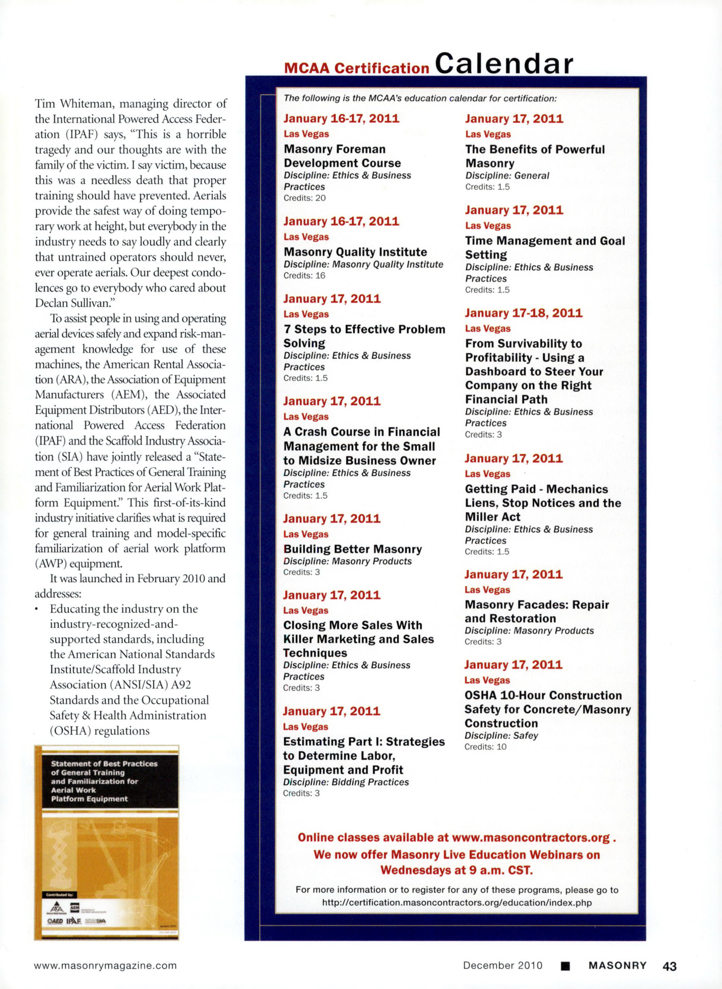 Masonry Magazine December 2010 Page. 45