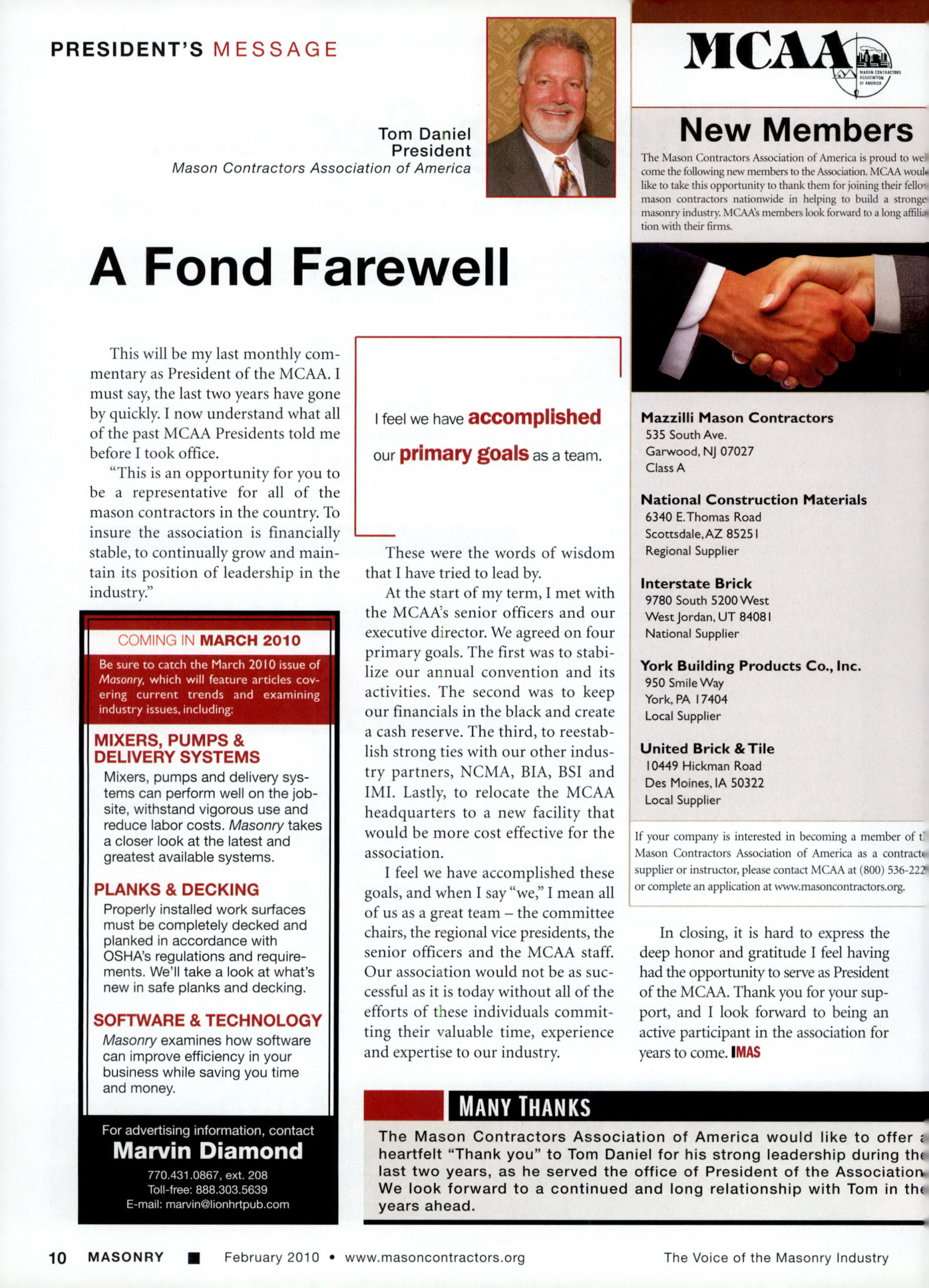 Masonry Magazine February 2010 Page. 12