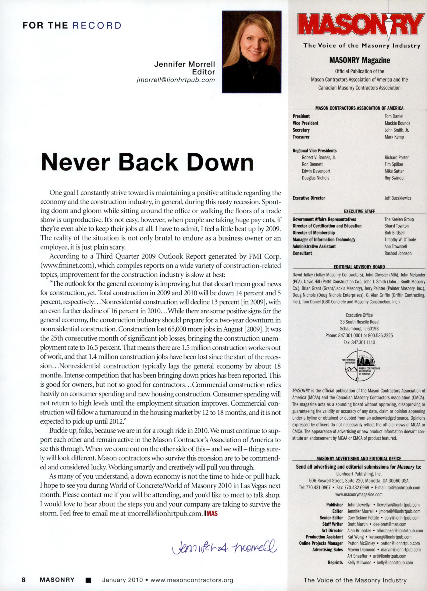 Masonry Magazine January 2010 Page. 10