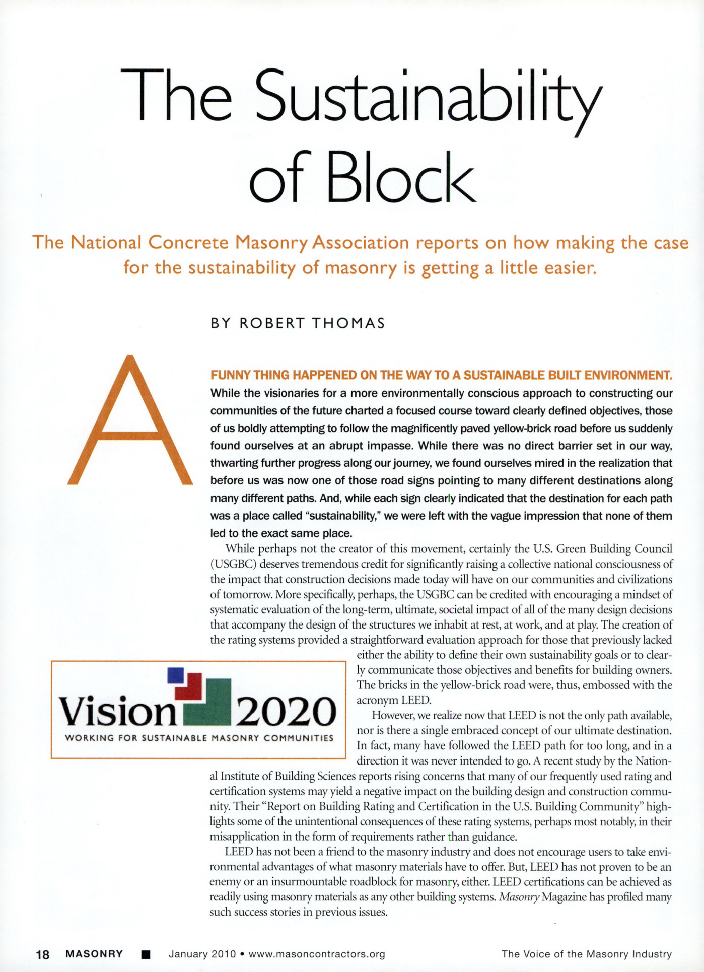 Masonry Magazine January 2010 Page. 20