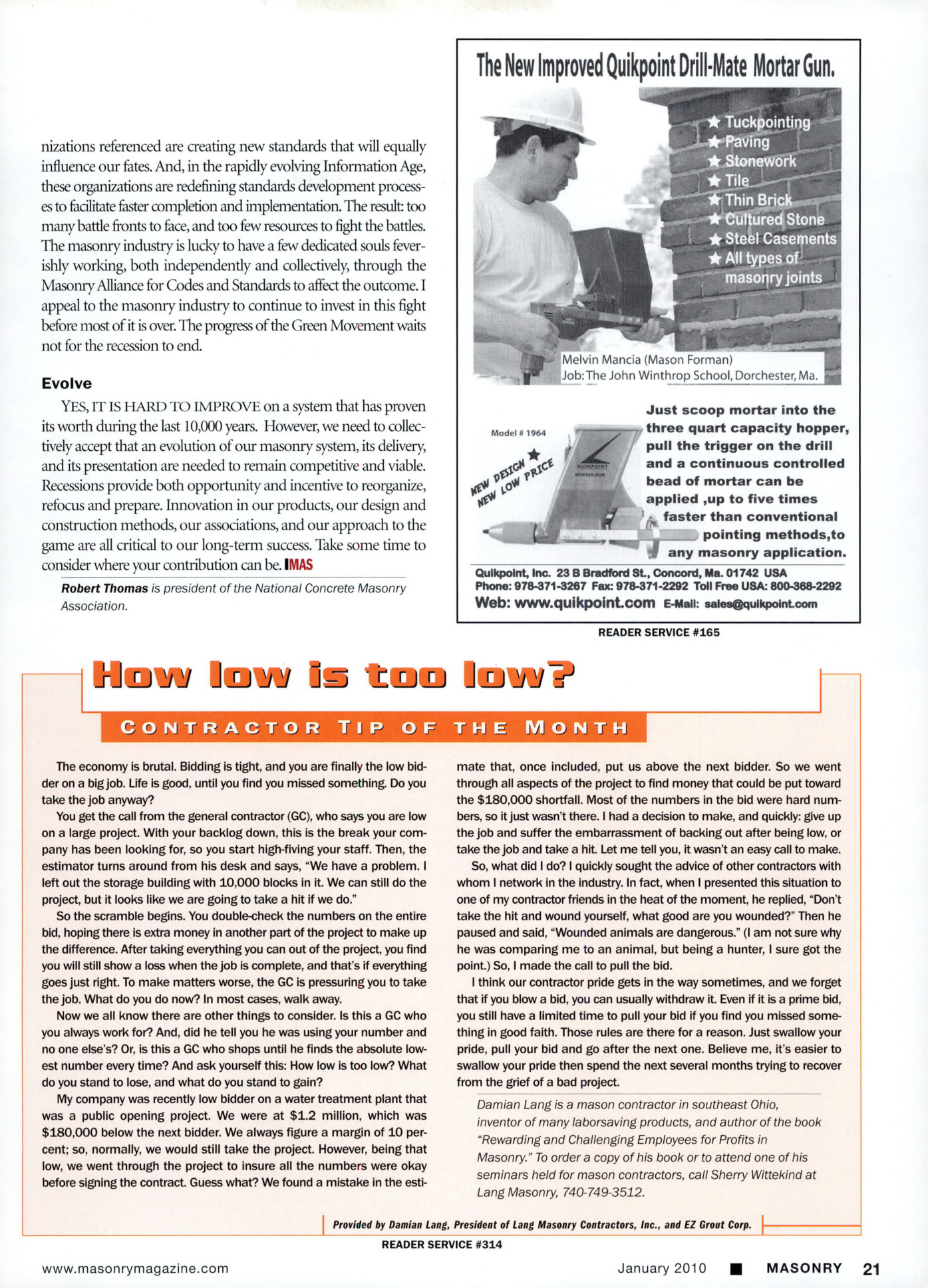 Masonry Magazine January 2010 Page. 23